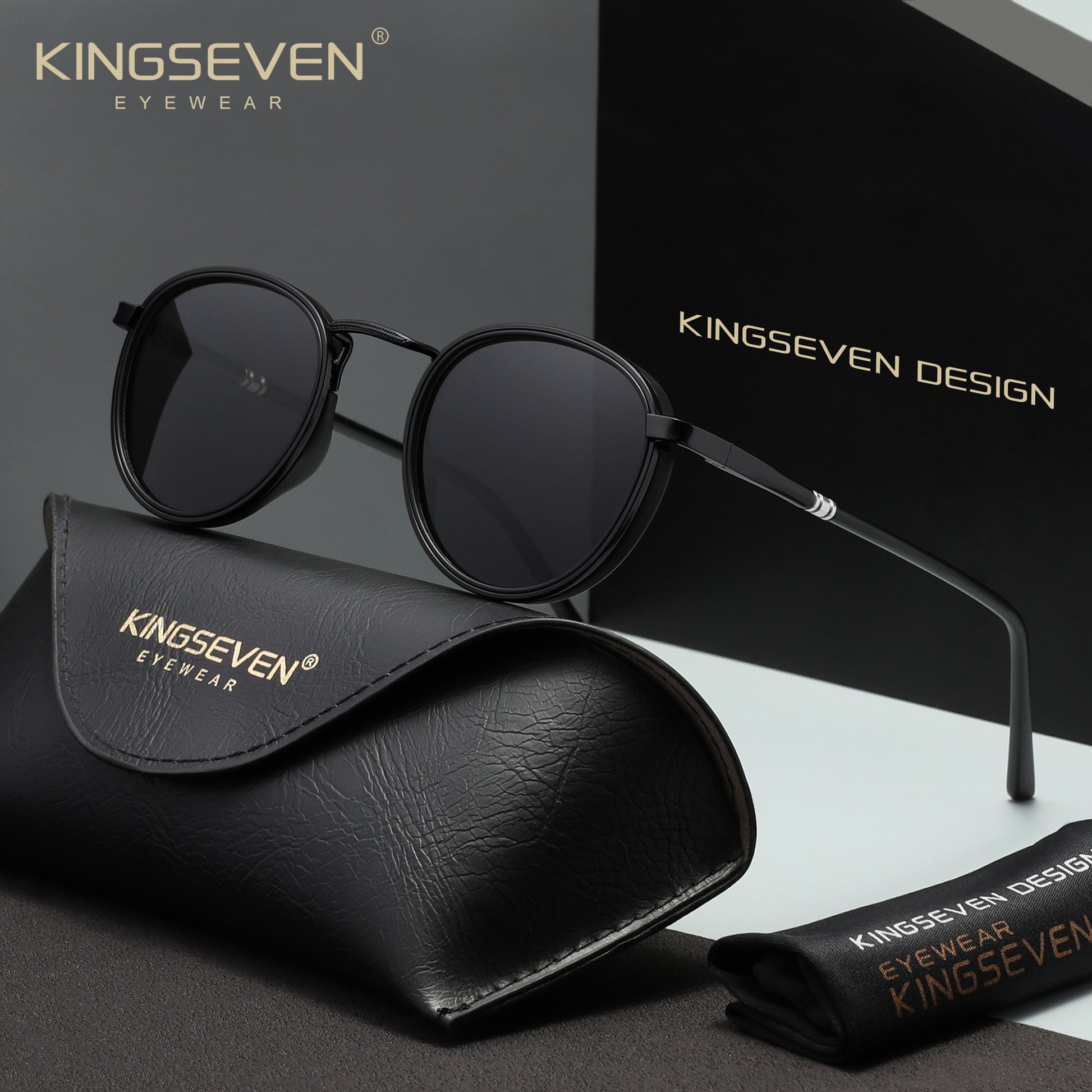 KINGSEVEN N7375 black-gray polarized sunglasses for men