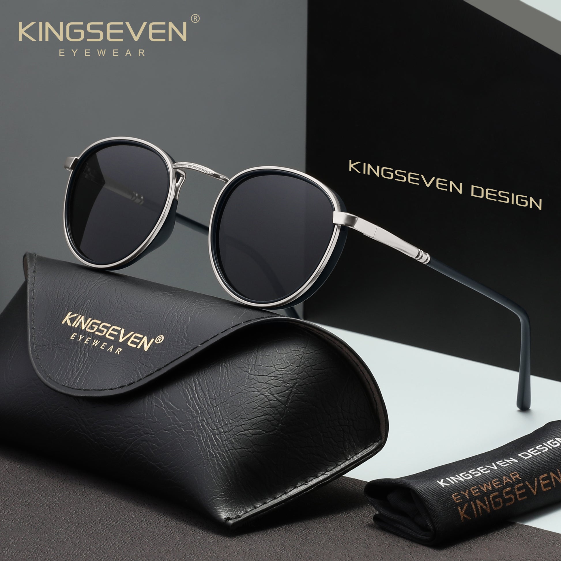 KINGSEVEN N7375 silver-gray polarized sunglasses for men