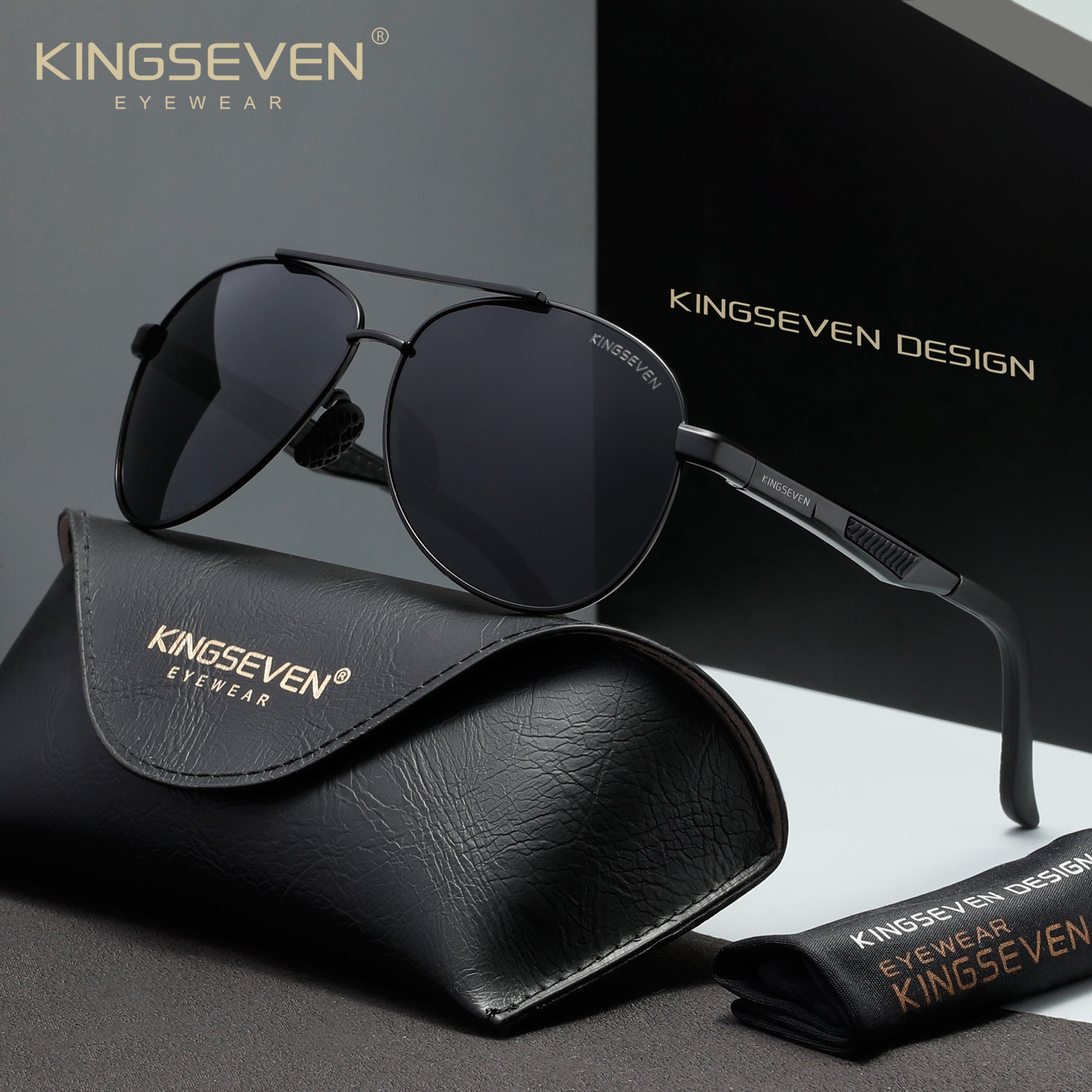 KINGSEVEN N7720 black-gray polarized sunglasses for men