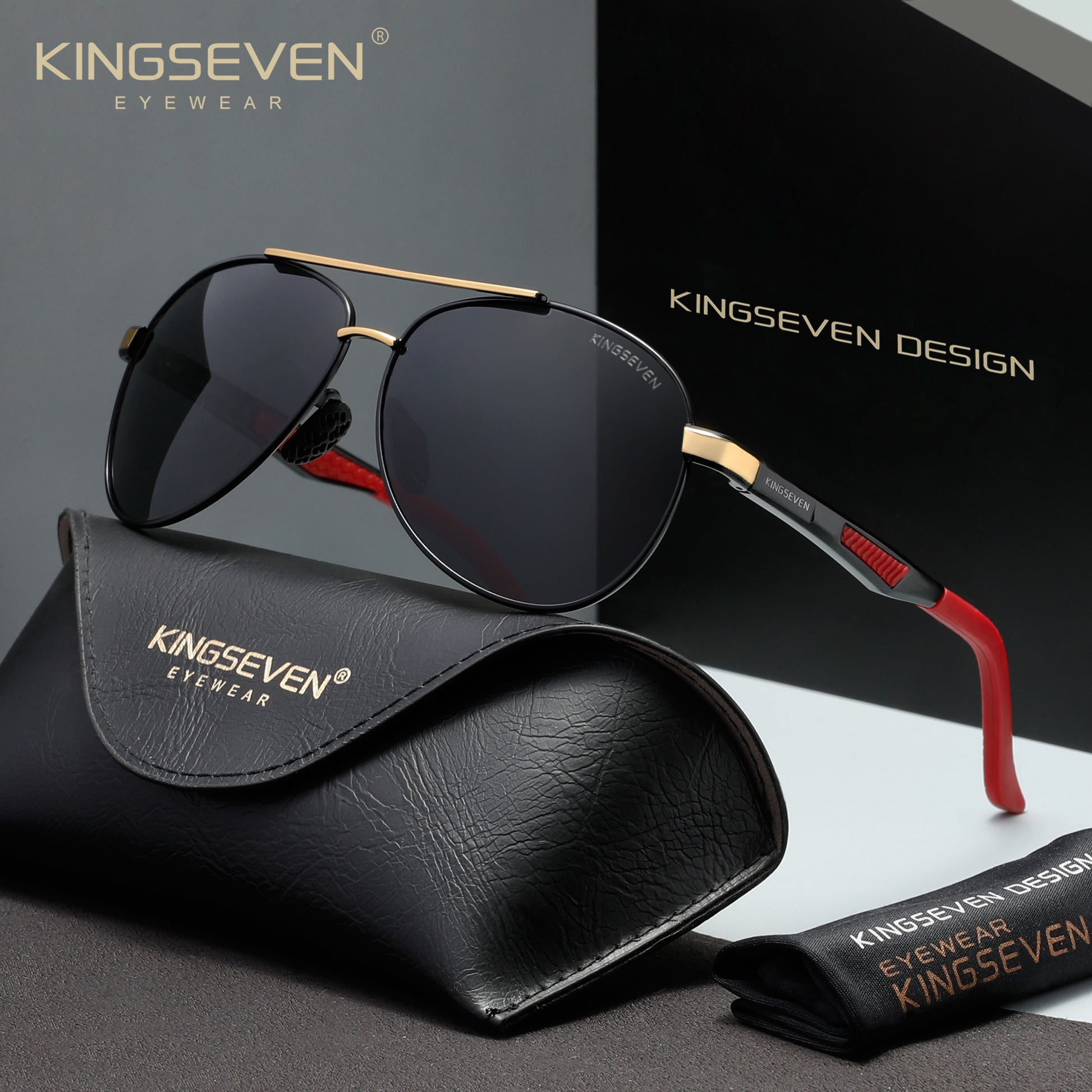KINGSEVEN N7720 gold-gray polarized sunglasses for men