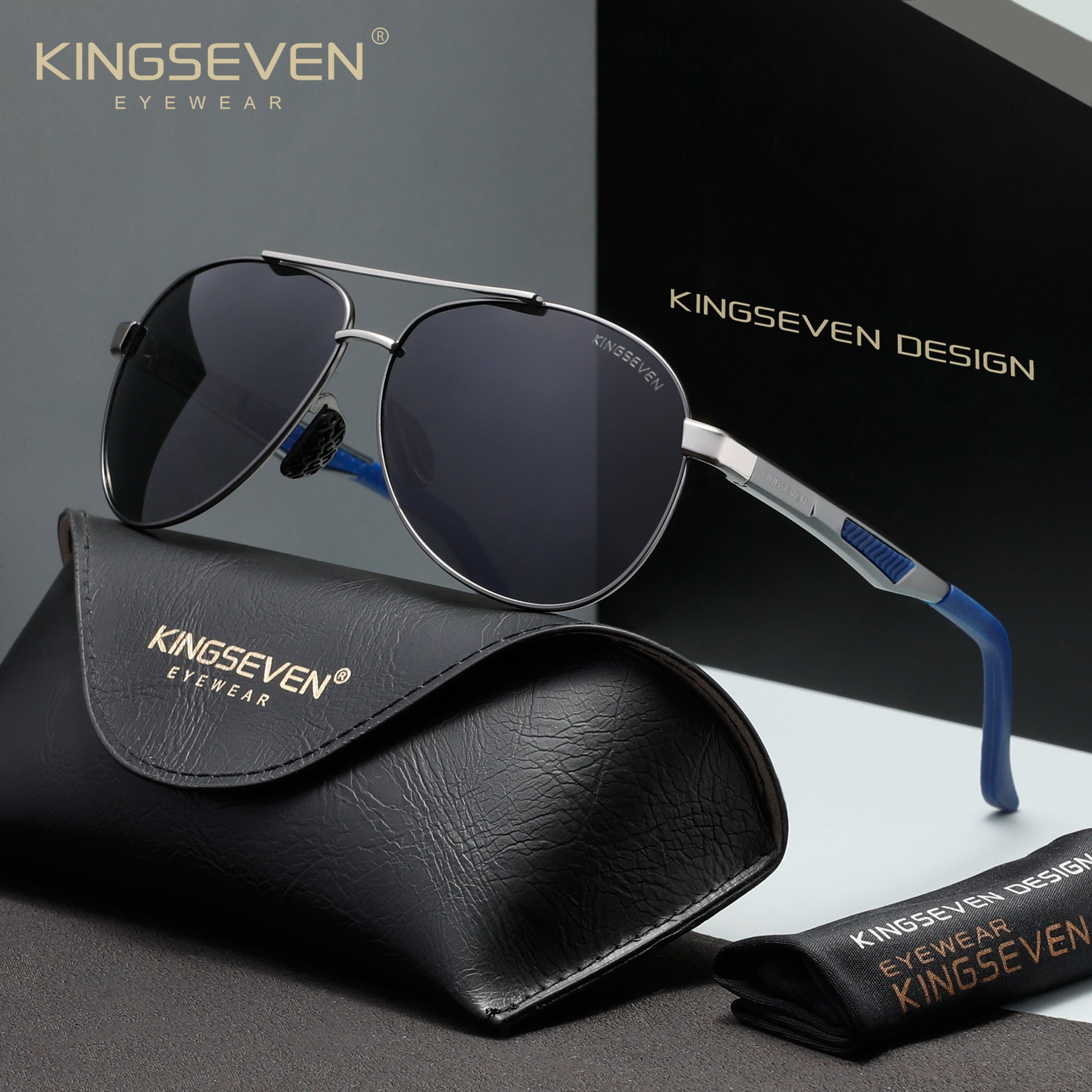 KINGSEVEN N7720 gun-gray polarized sunglasses for men
