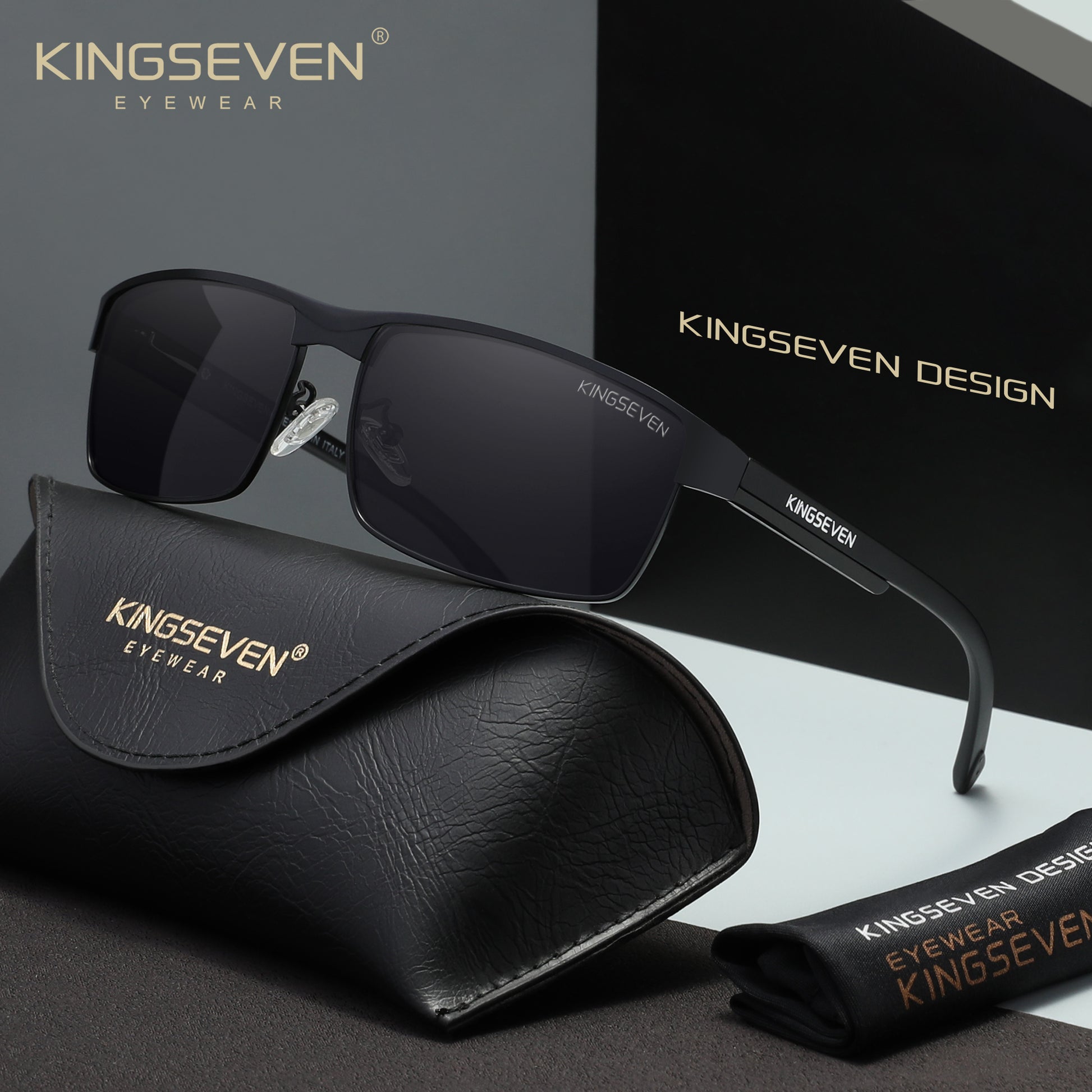 KINGSEVEN N7756 black gray polarized sunglasses for men