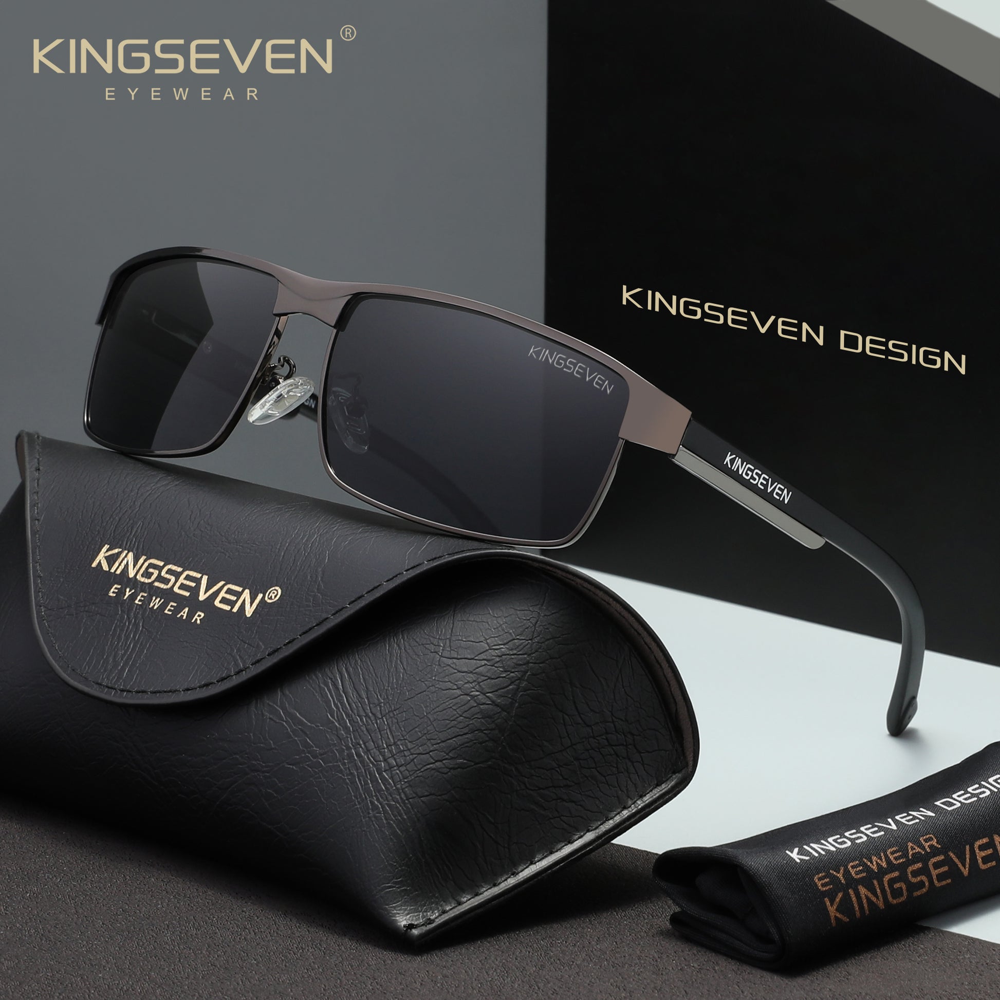 KINGSEVEN N7756 gun gray polarized sunglasses for men
