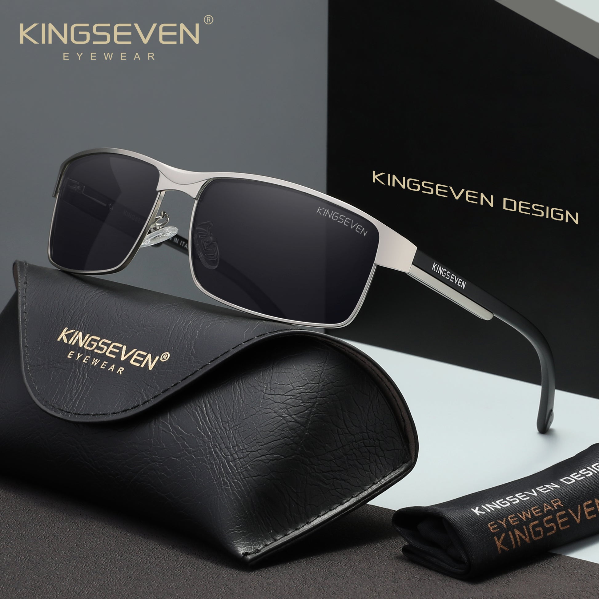 KINGSEVEN N7756 silver gray polarized sunglasses for men
