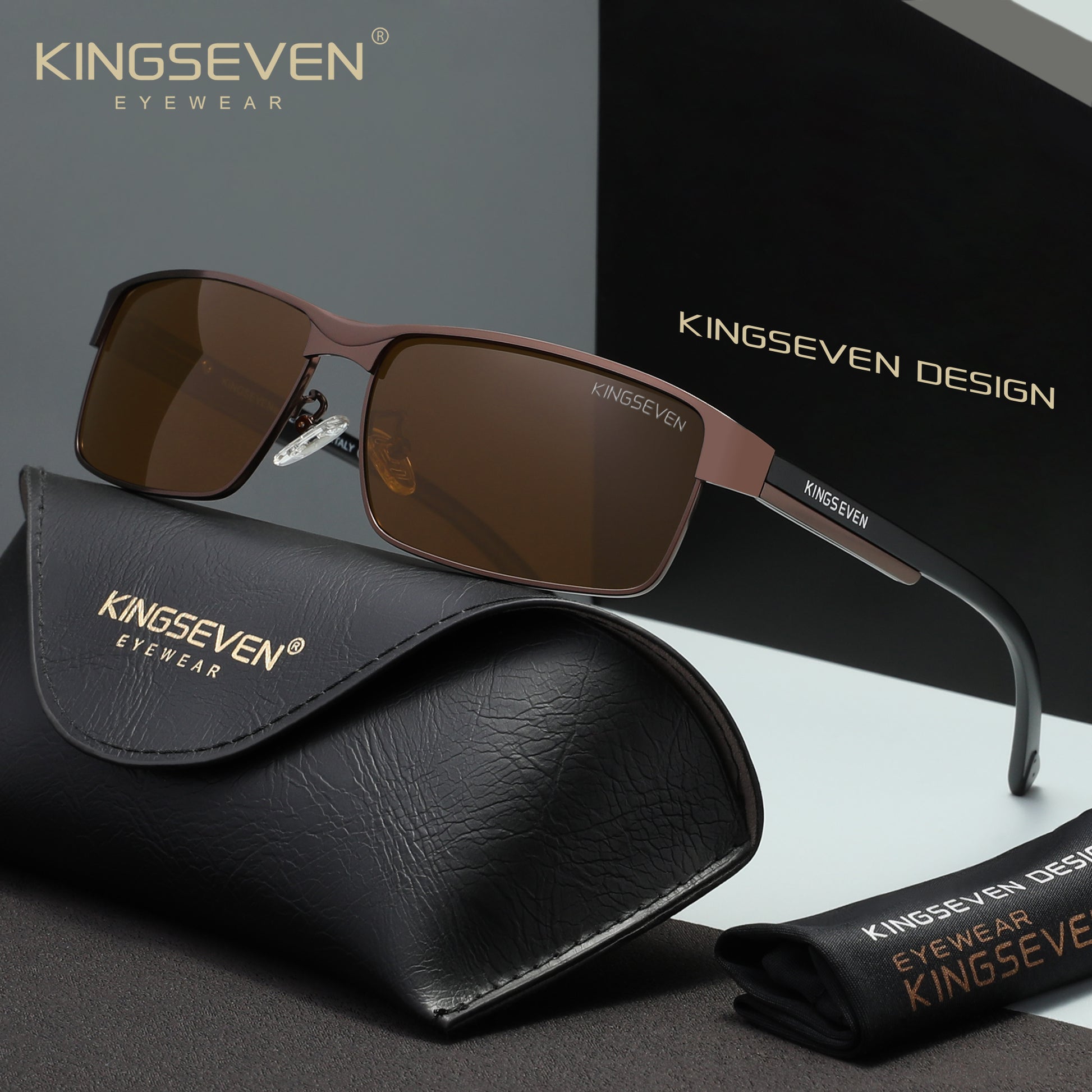 KINGSEVEN N7756 brown polarized sunglasses for men