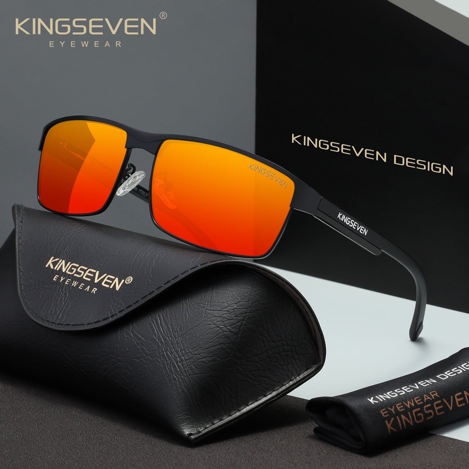 KINGSEVEN N7756 black red polarized sunglasses for men