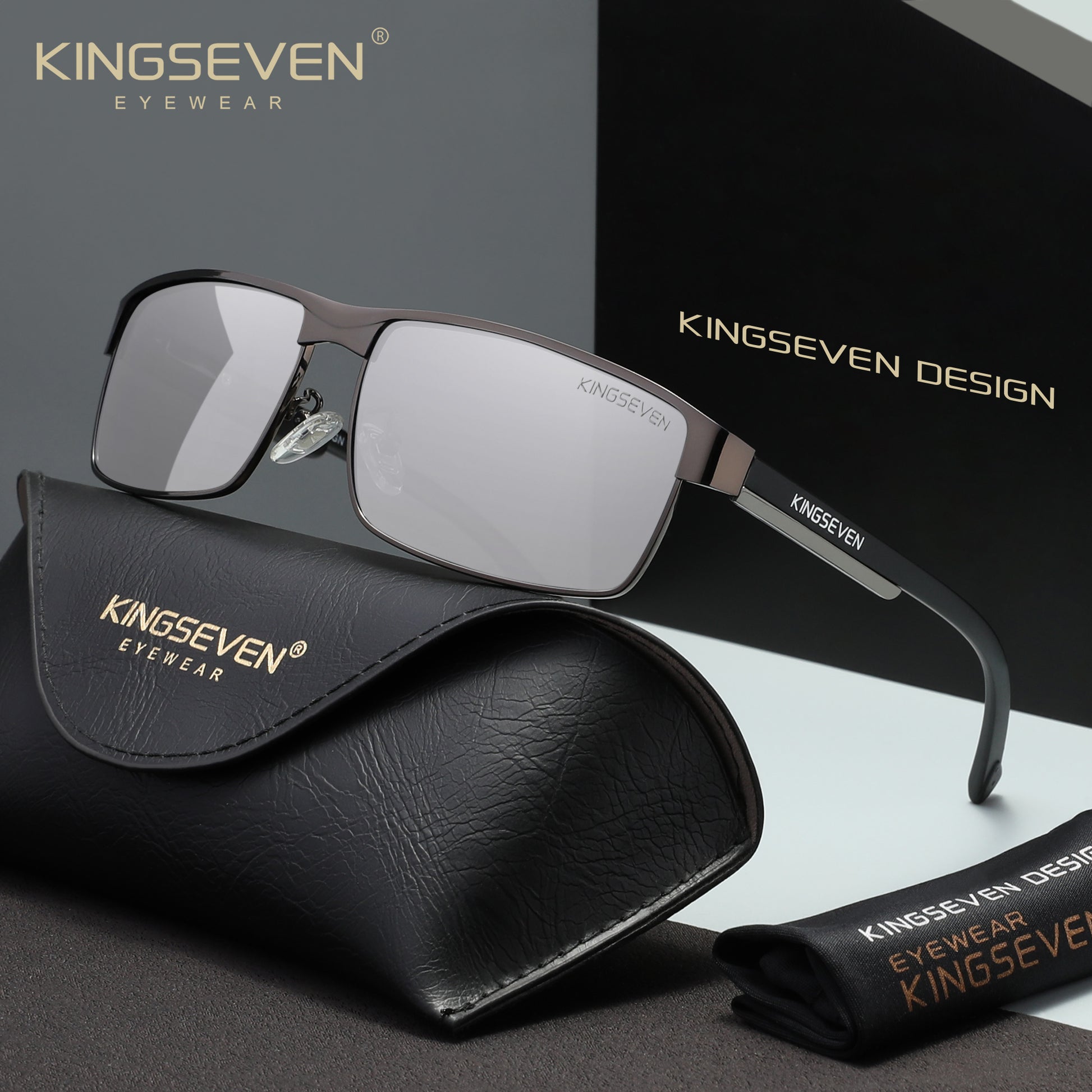 KINGSEVEN N7756 gun white polarized sunglasses for men