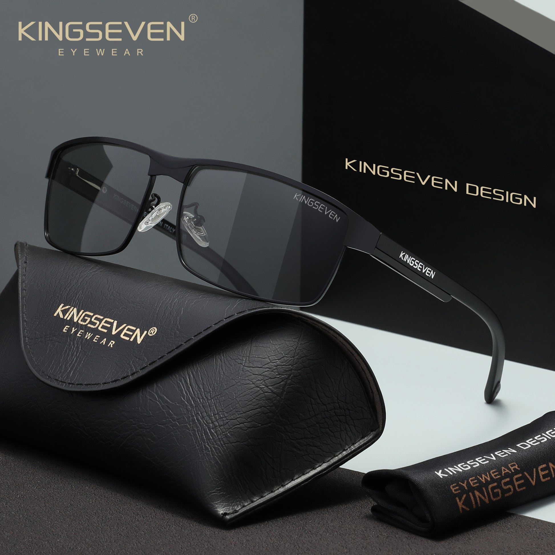 KINGSEVEN N7756 black photochromic polarized sunglasses for men