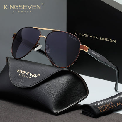 KINGSEVEN N7777 brown-gray polarized sunglasses for men