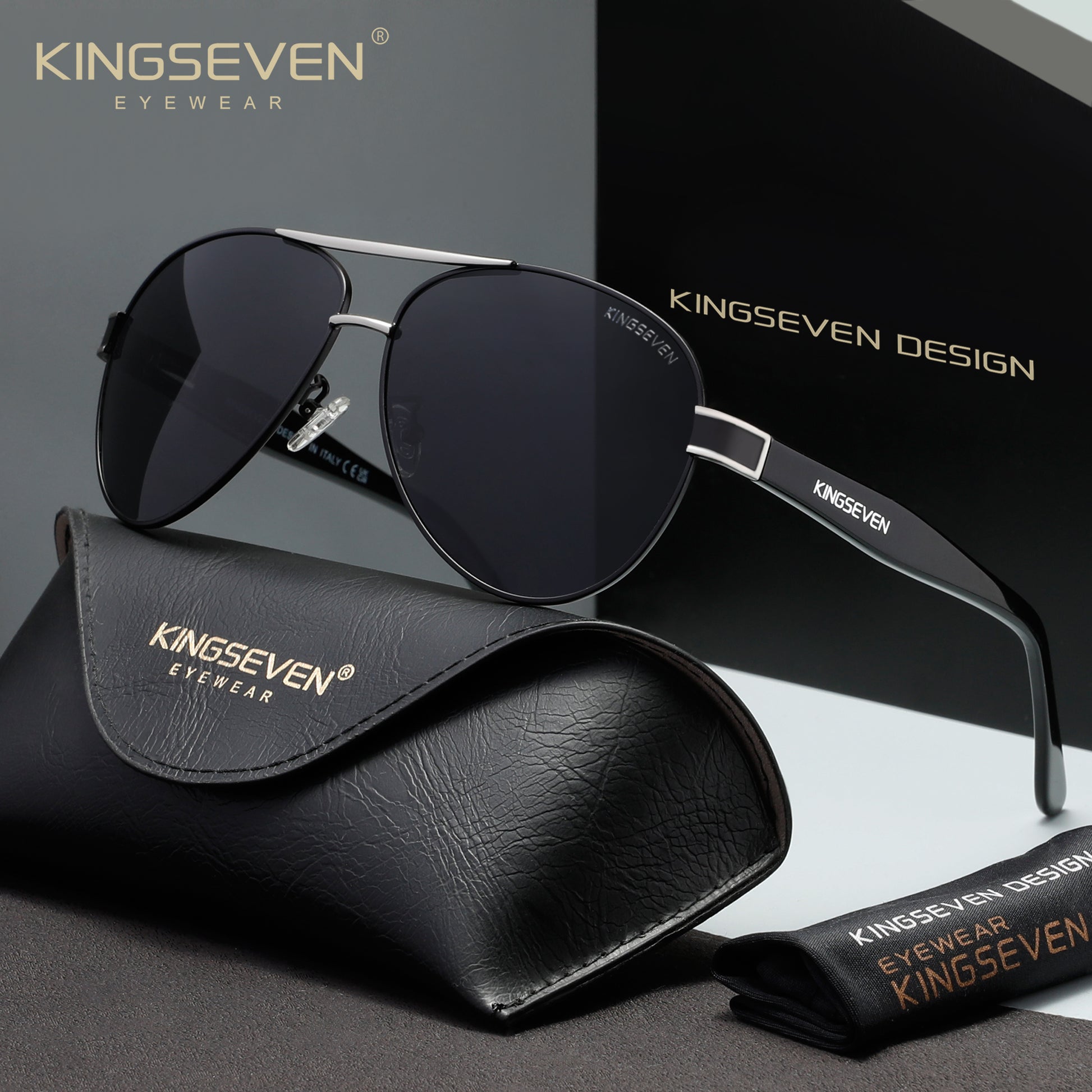 KINGSEVEN N7777 silver-gray polarized sunglasses for men