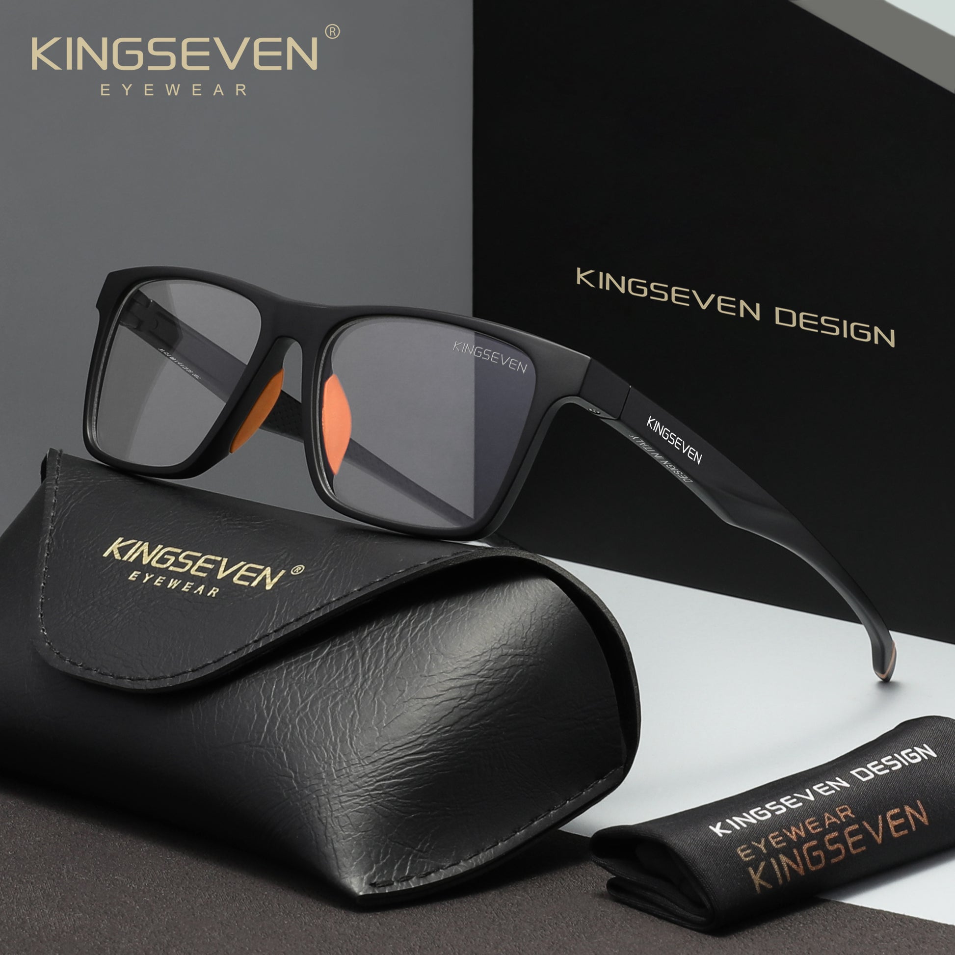 KINGSEVEN N780 black-orange blue light sunglasses