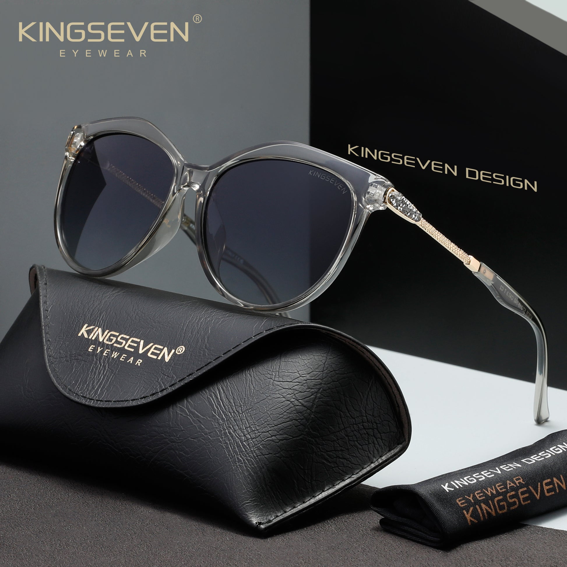 KINGSEVEN N7826 gradient-gray polarized sunglasses for women