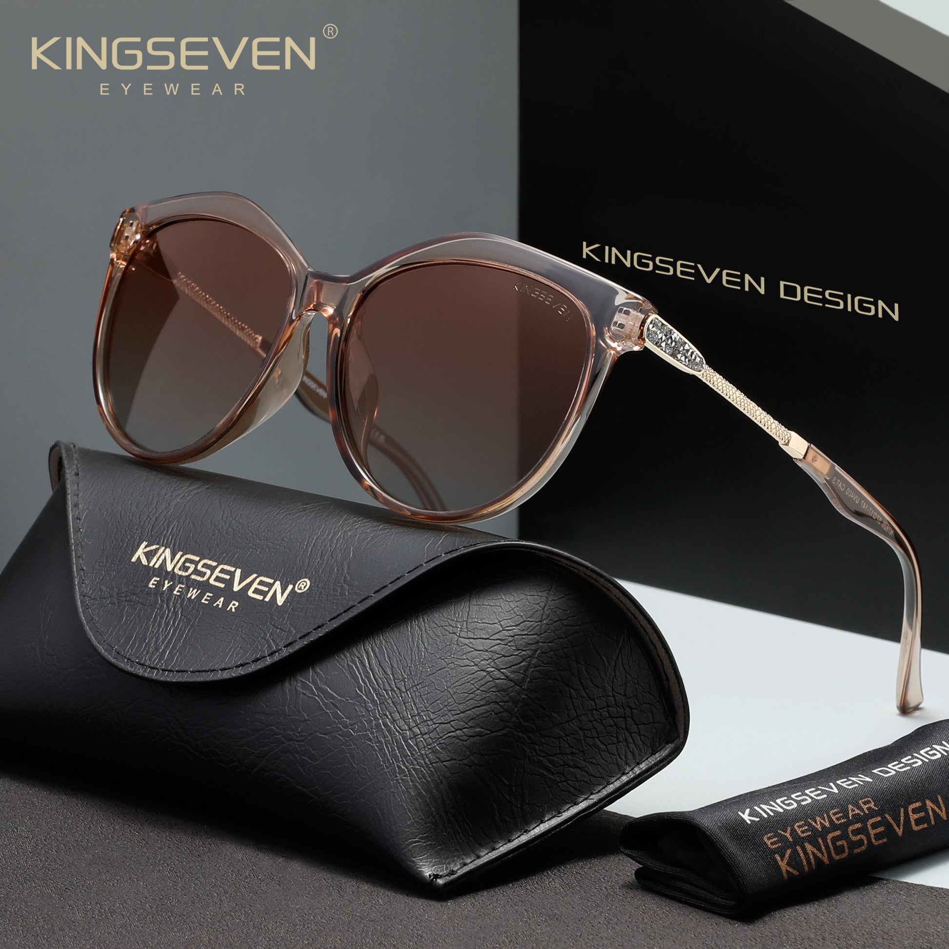 KINGSEVEN N7826 brown polarized sunglasses for women