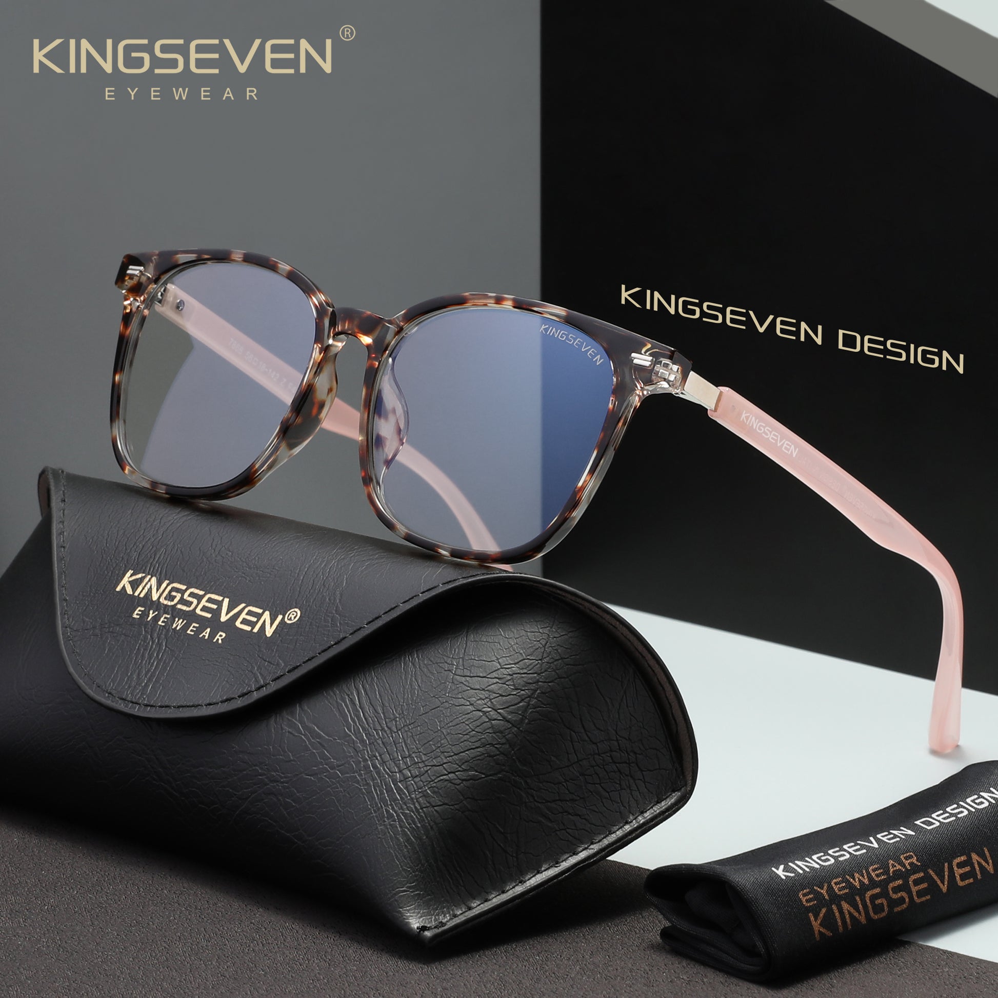 KINGSEVEN N7868 leopard-pink blue light sunglasses
