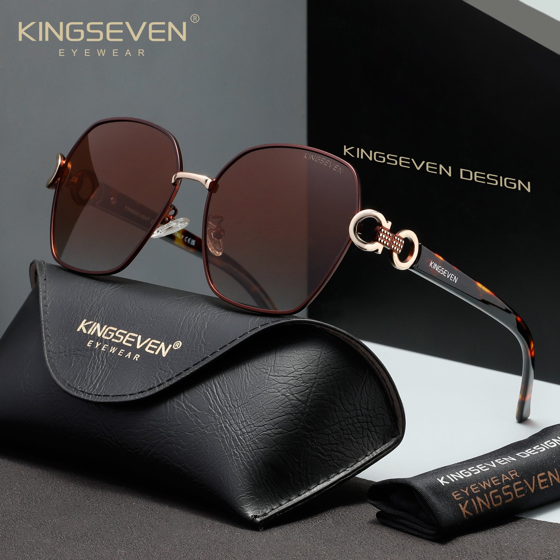 KINGSEVEN N7898 brown polarized sunglasses for women