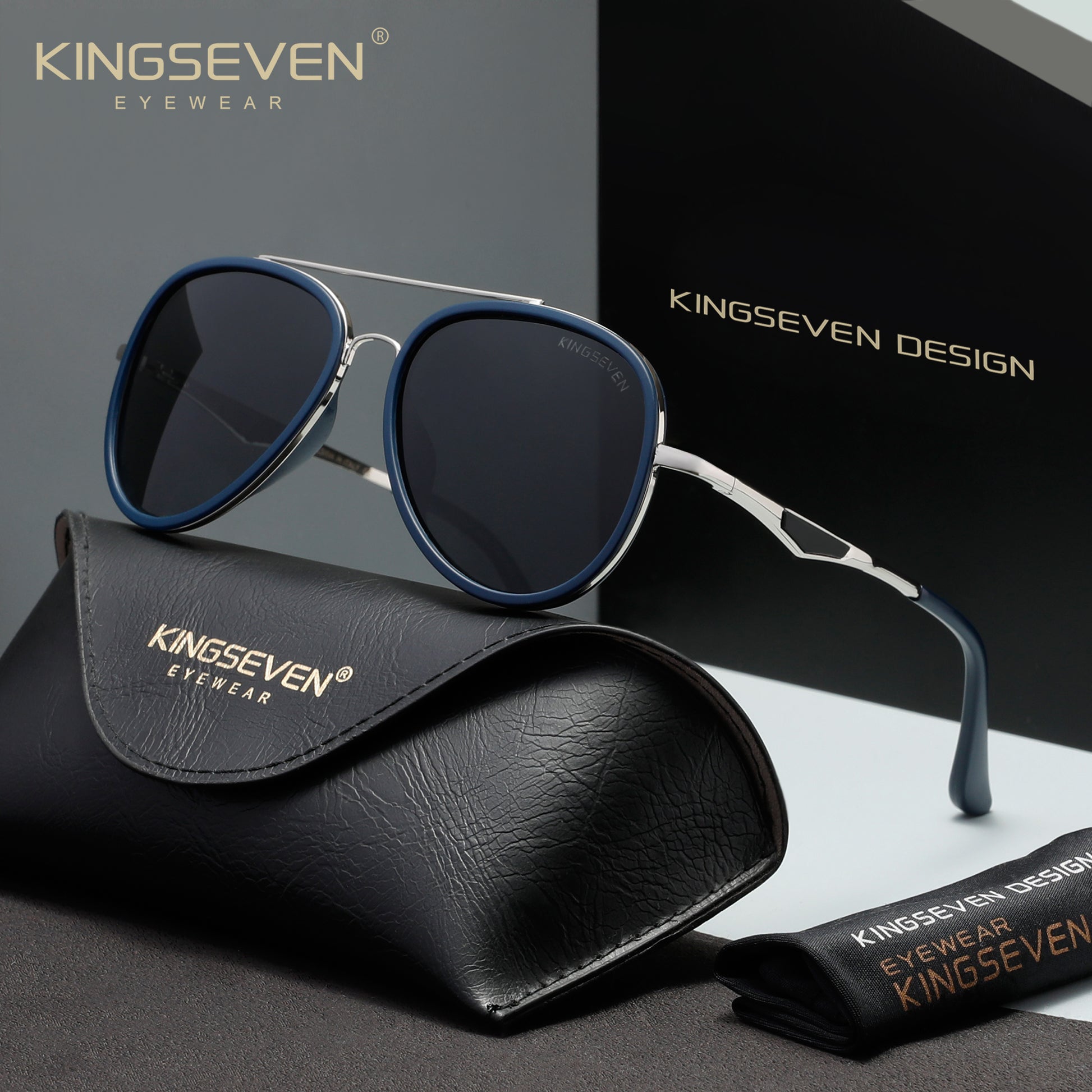 KINGSEVEN N7936 silver-gray polarized sunglasses for men