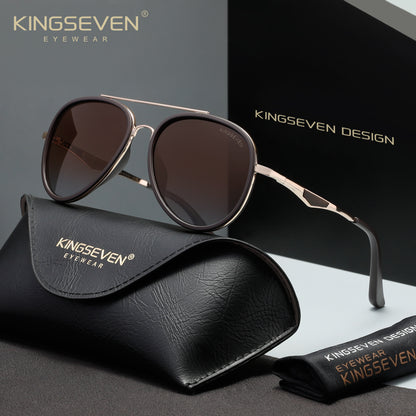 KINGSEVEN N7936 gold-brown polarized sunglasses for men