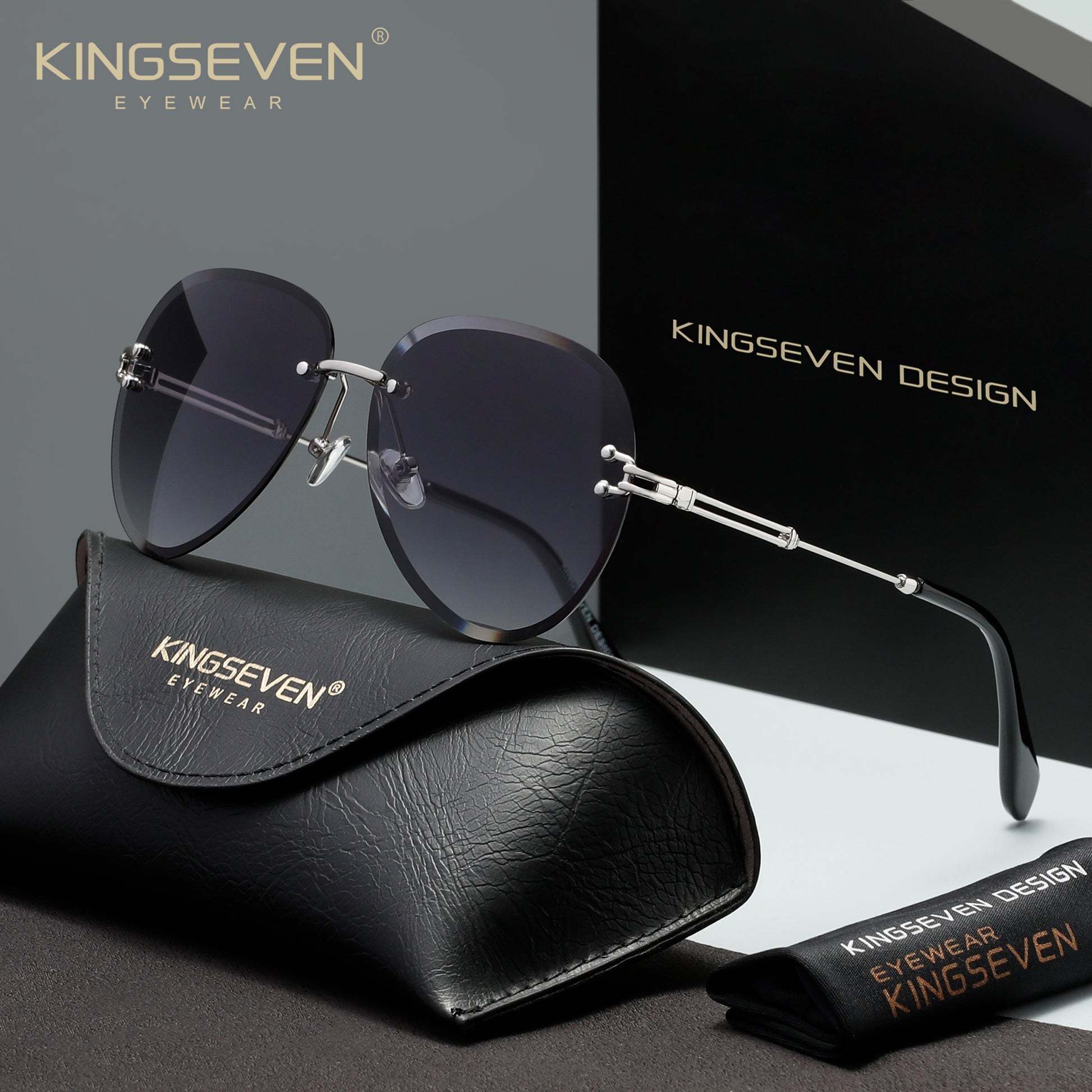 KINGSEVEN N802 gradient gray sunglasses for women