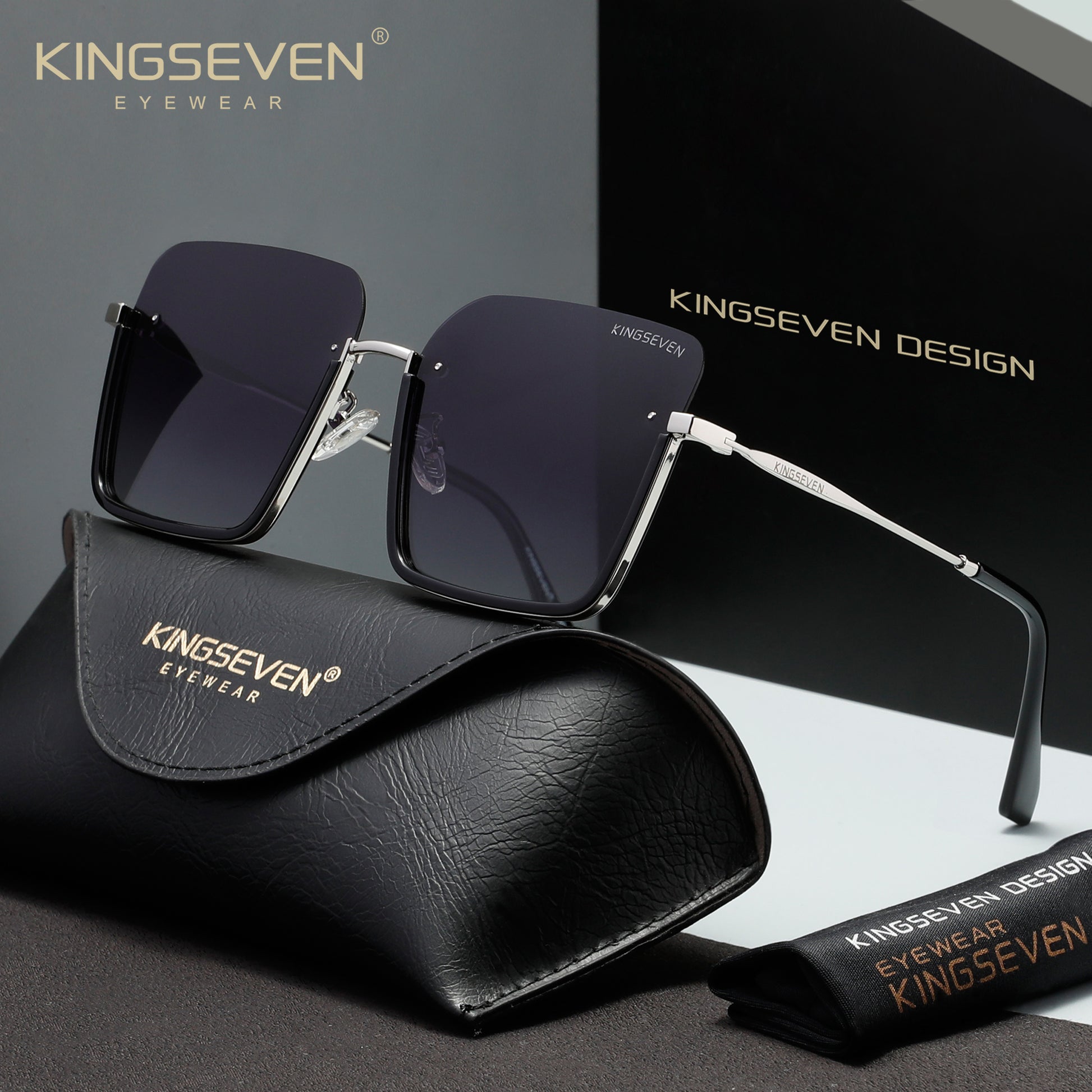 KINGSEVEN N808 black-gray polarized sunglasses for women