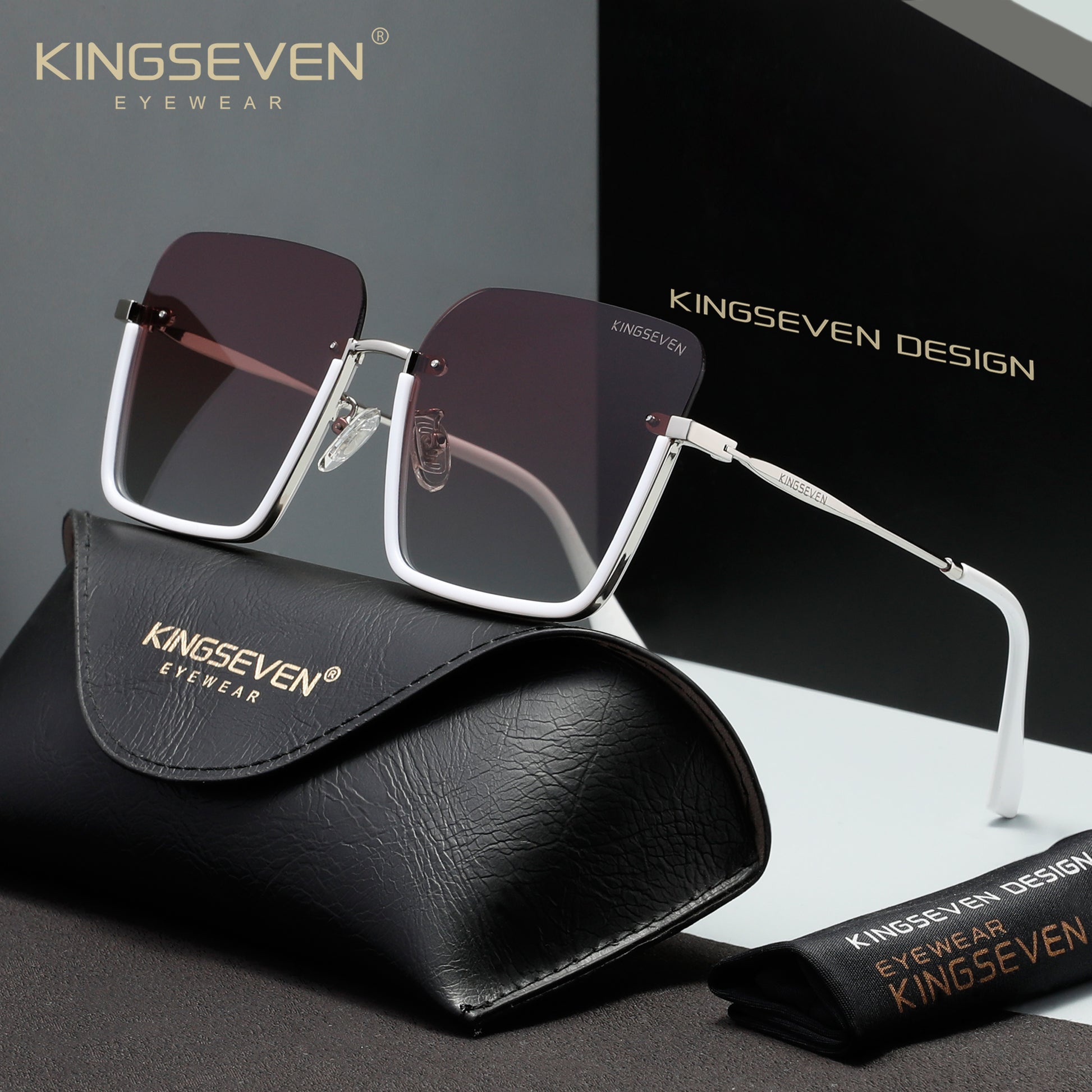 KINGSEVEN N808 white-gray polarized sunglasses for women
