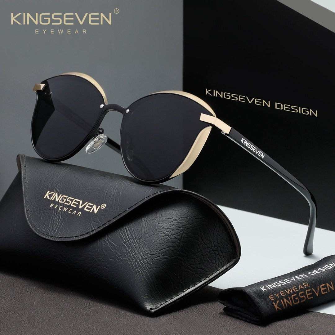 KINGSEVEN N7824 gold-black polorized sunglasses for women