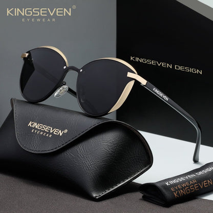 KINGSEVEN N7824 gold-black polorized sunglasses for women