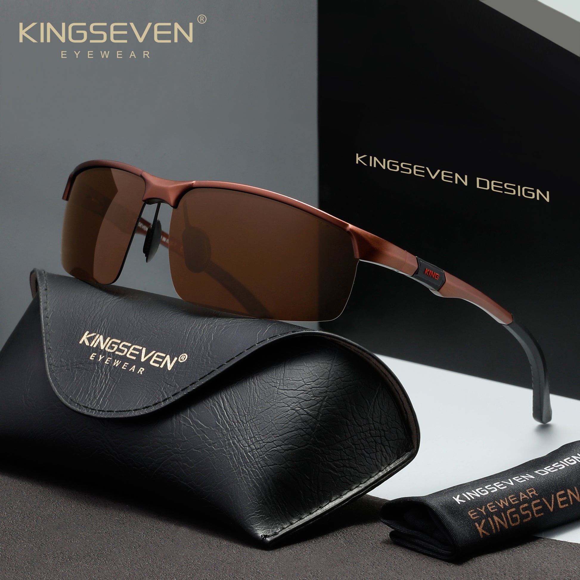 KINGSEVEN N9121 brown polarized sunglasses for men