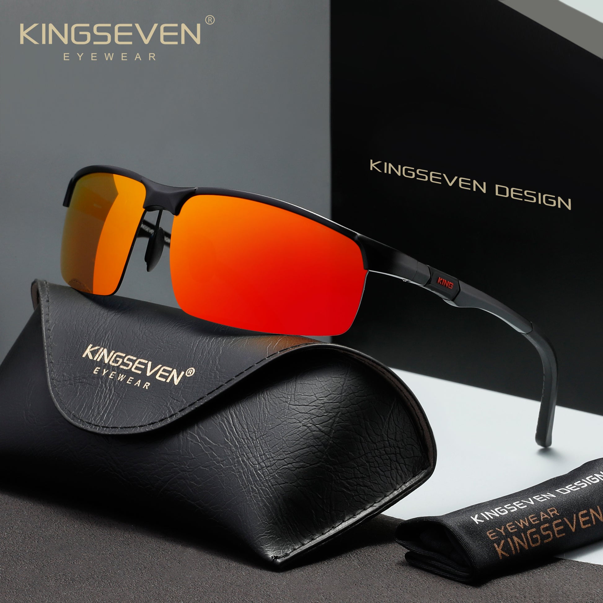 KINGSEVEN N9121 red polarized sunglasses for men