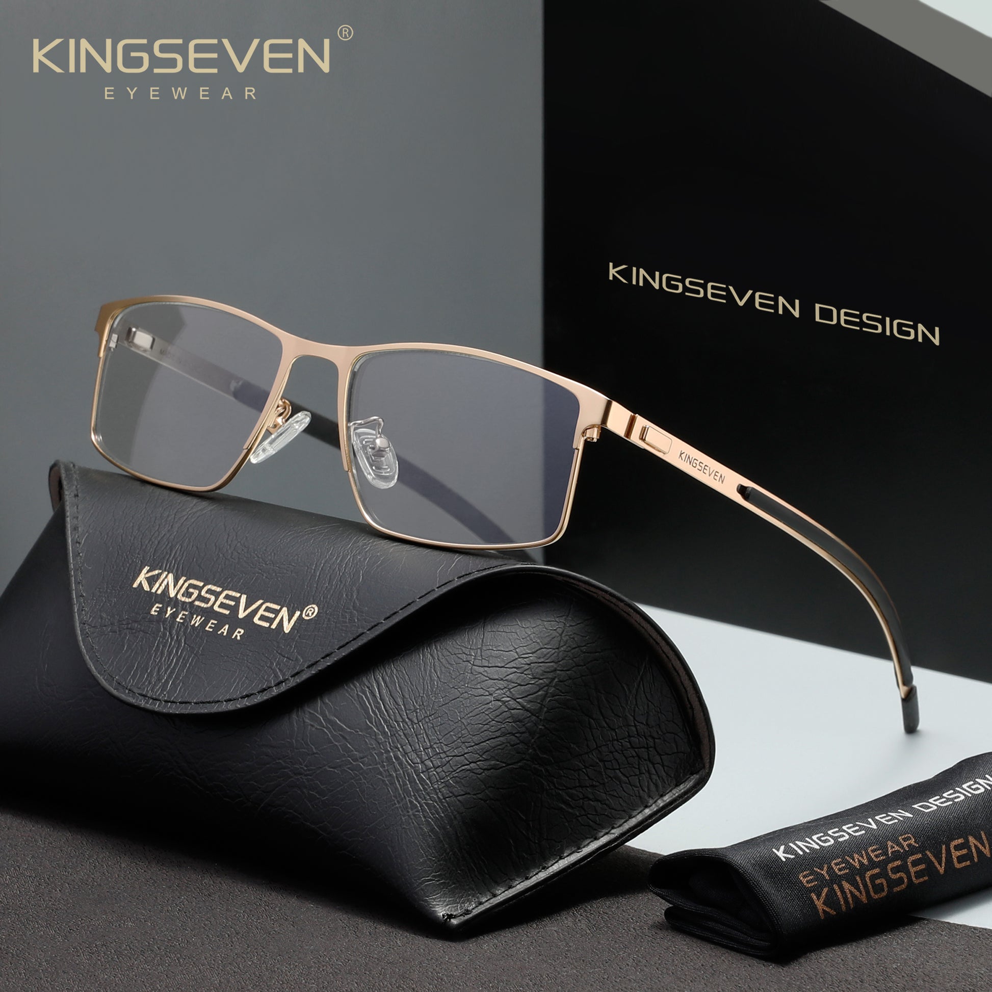 KINGSEVEN N9186 gold blue light sunglasses for men