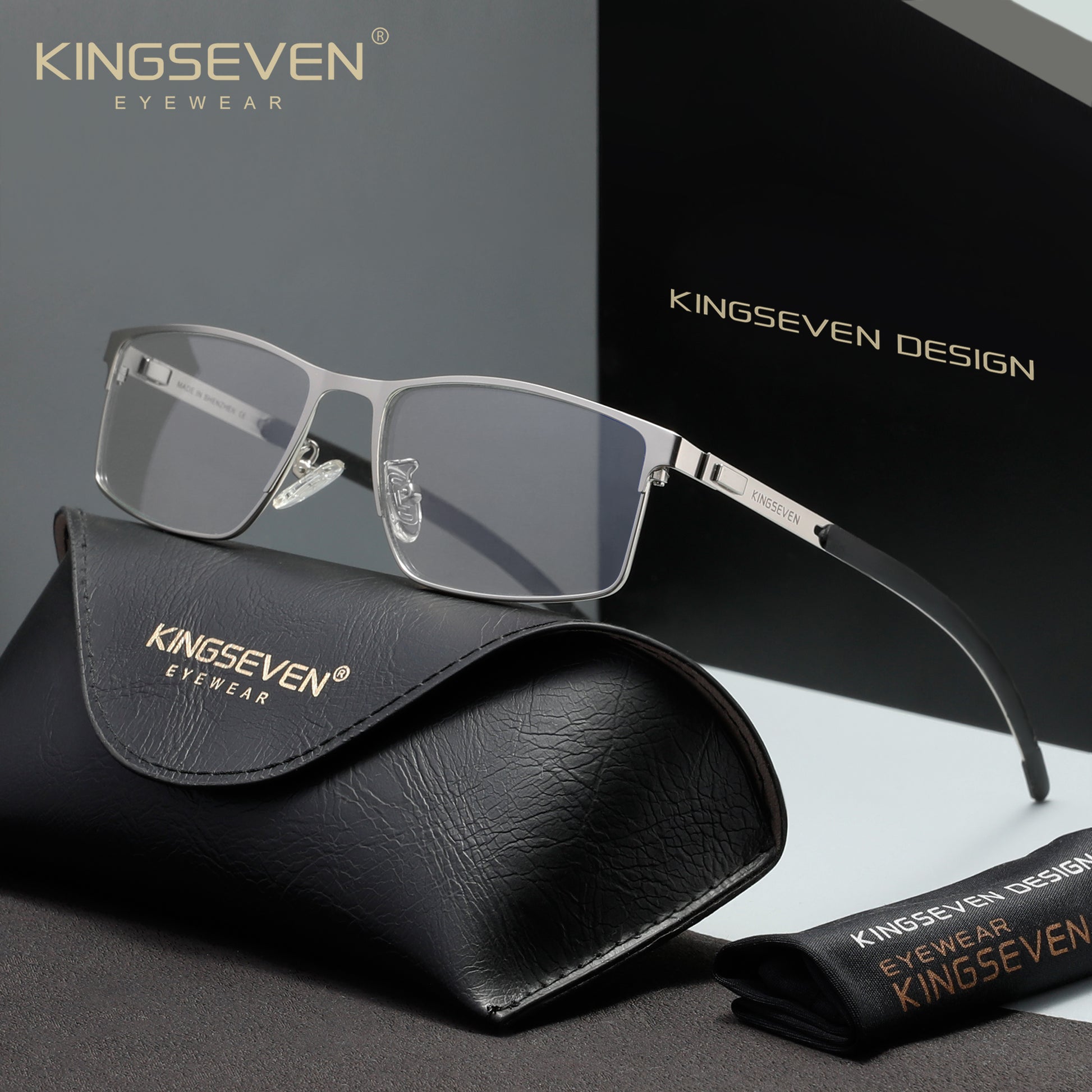 KINGSEVEN N9186 silver blue light sunglasses for men