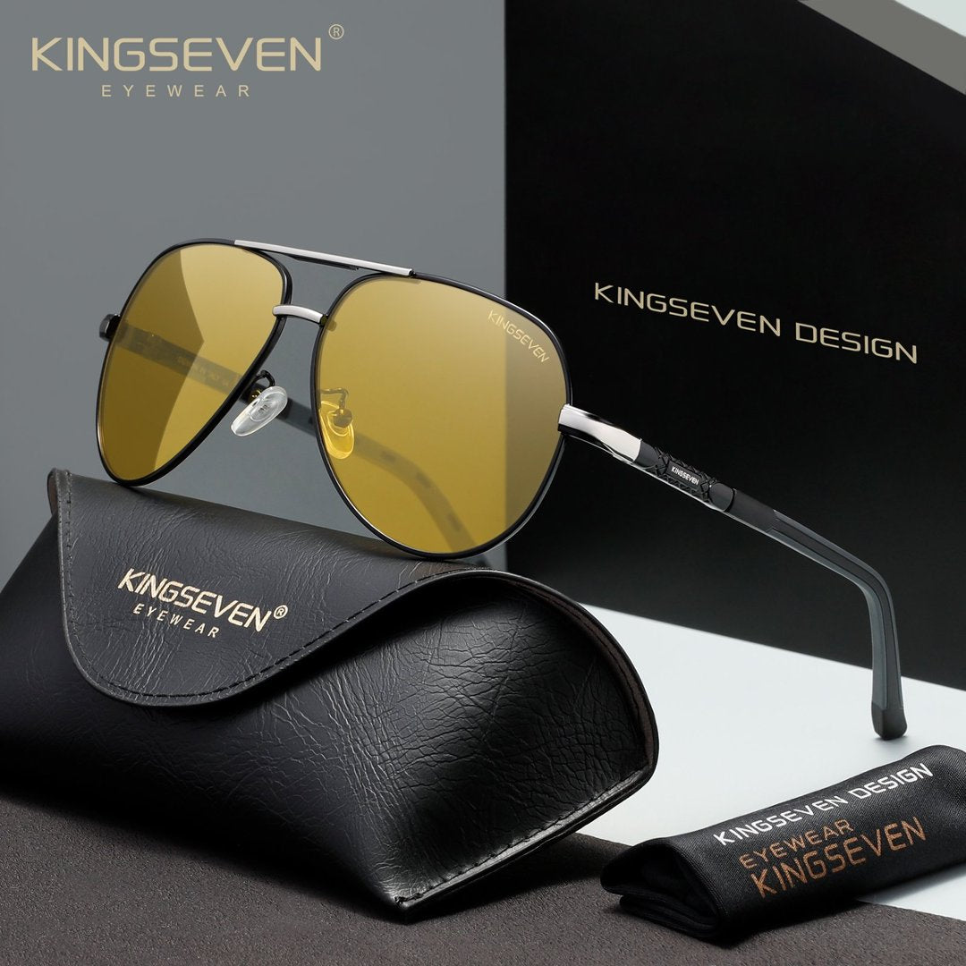 KINGSEVEN K725 silver night vision polarized sunglasses for men
