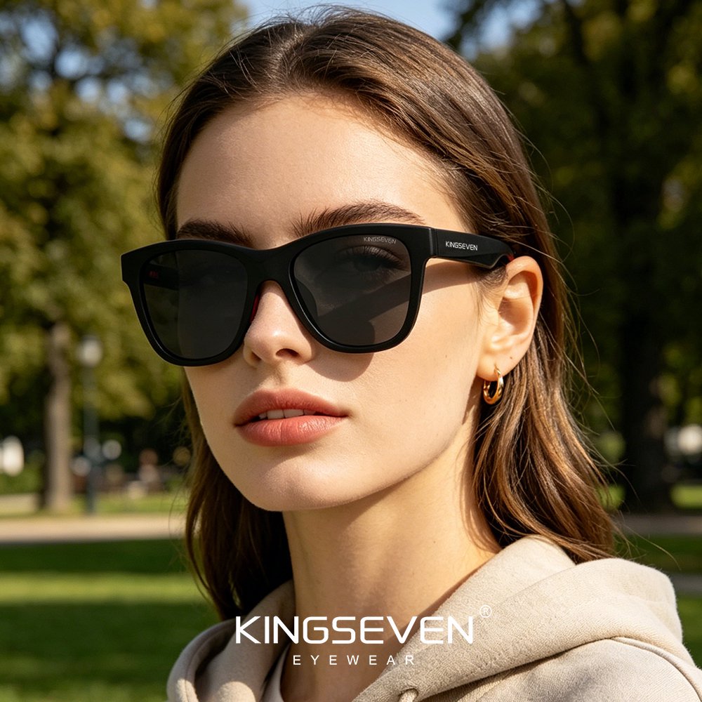 Woman wearing KINGSEVEN LE797 sunglasses outdoor