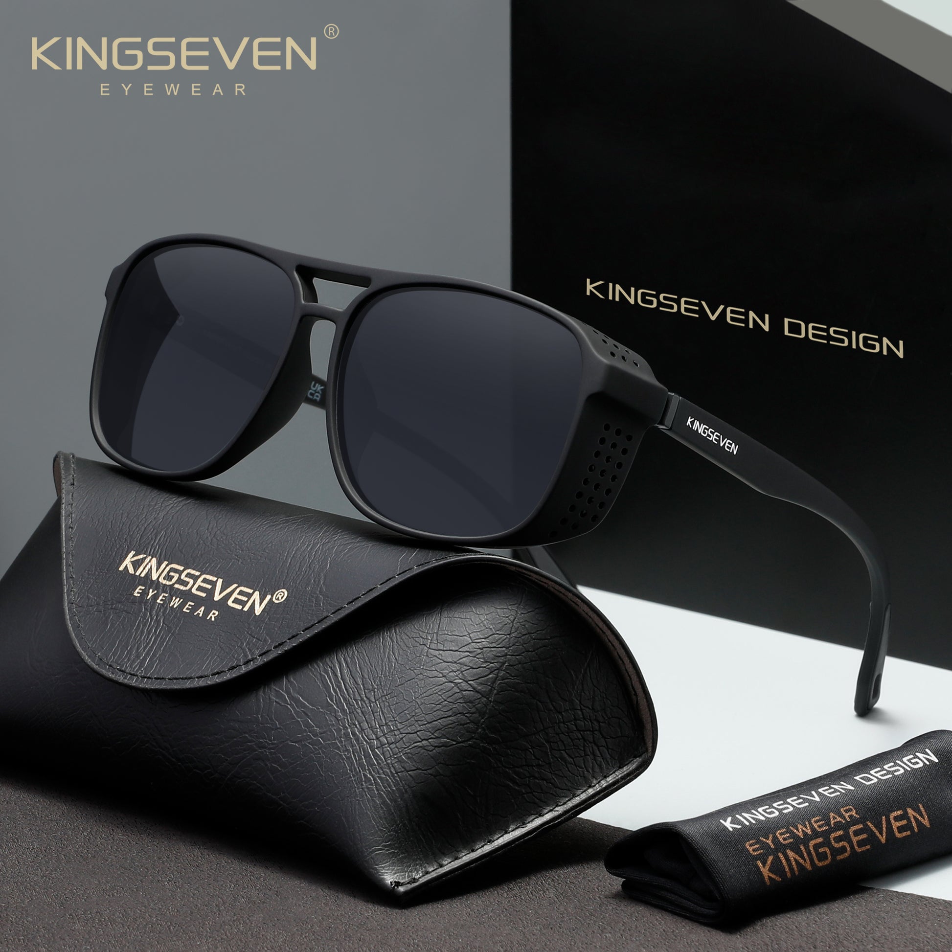 KINGSEVEN LE790 black polarized sunglasses for men