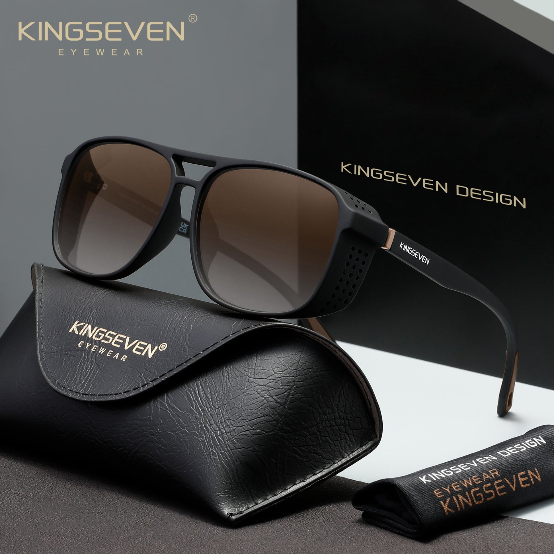 KINGSEVEN LE790 brown polarized sunglasses for men