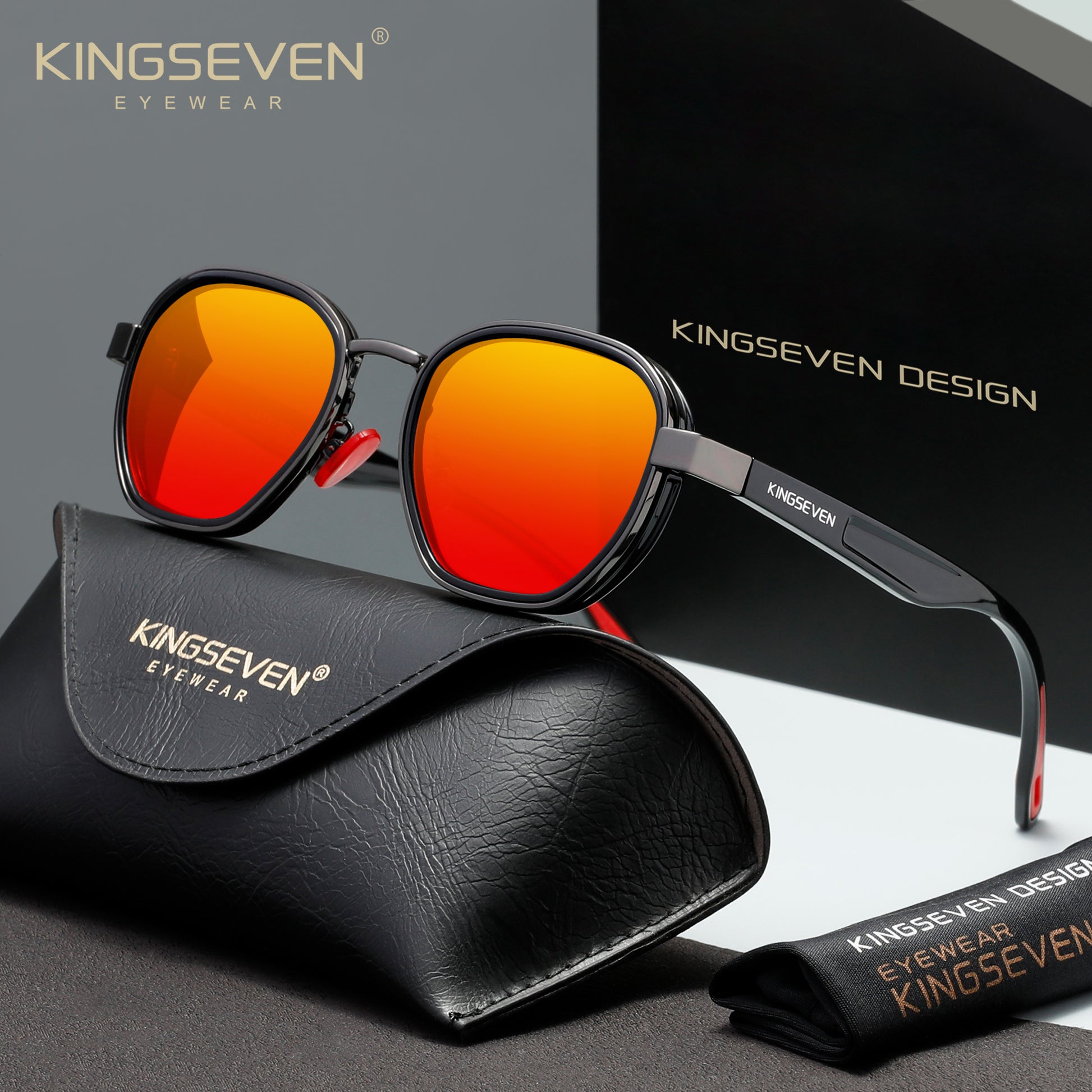 KINGSEVEN LE791 red polarized sunglasses for men