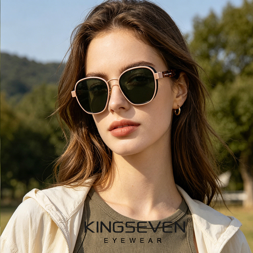 Woman wearing KINGSEVEN LE791 sunglasses outdoor