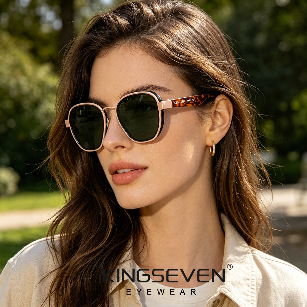 Woman wearing KINGSEVEN LE791 sunglasses outdoor