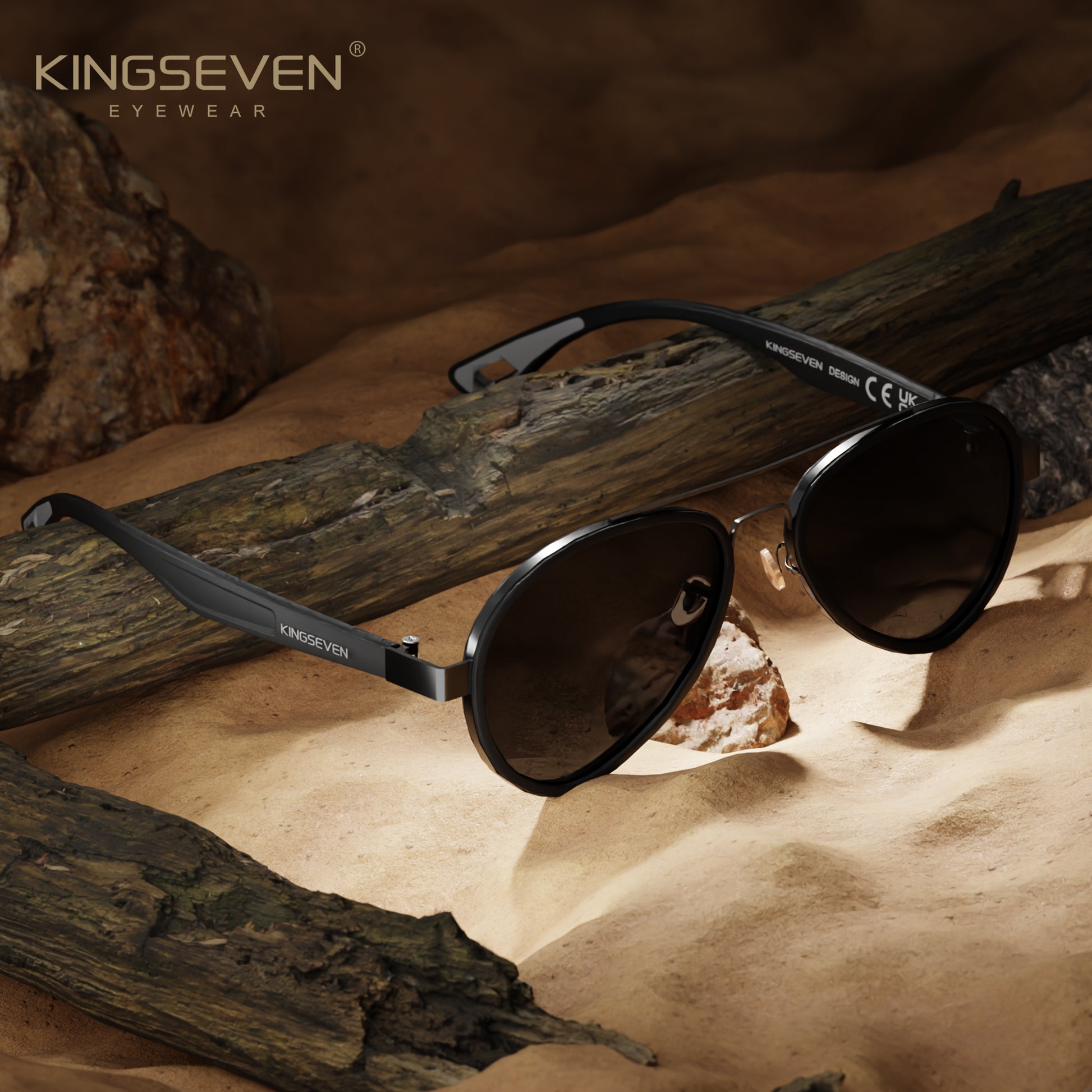 KINGSEVEN LE796 men matte black gray polarized sunglasses tr90 frame