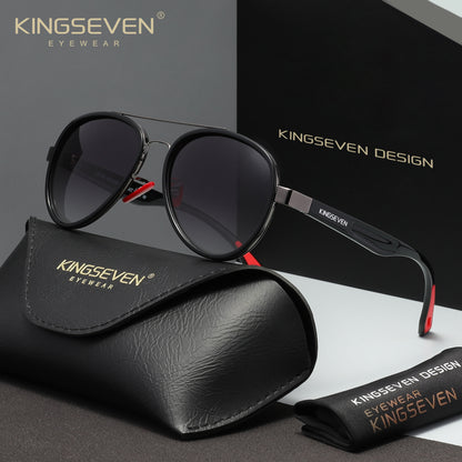 KINGSEVEN LE796 shiny black  gray polarized sunglasses for men