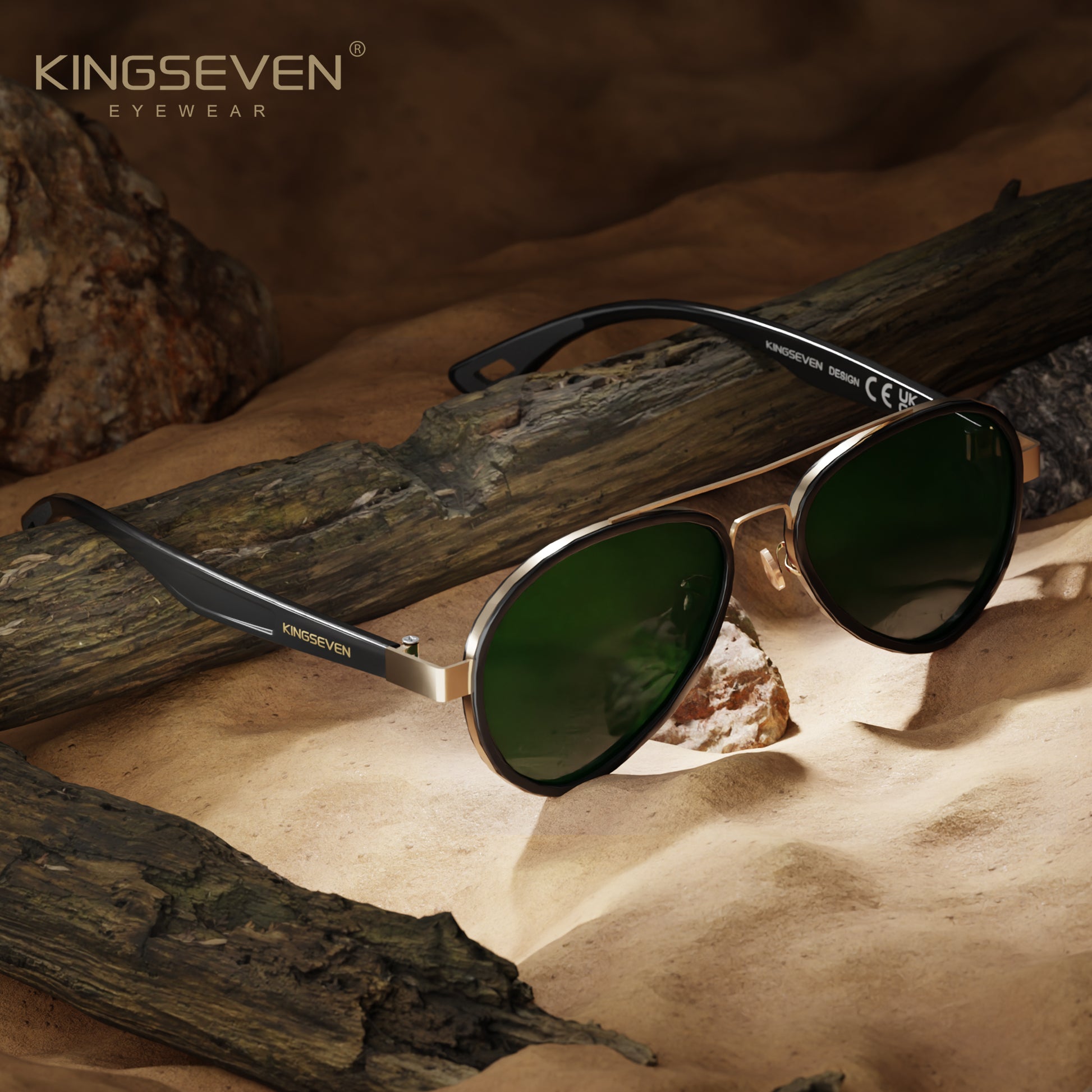 KINGSEVEN LE796 men green polarized sunglasses aluminum frame