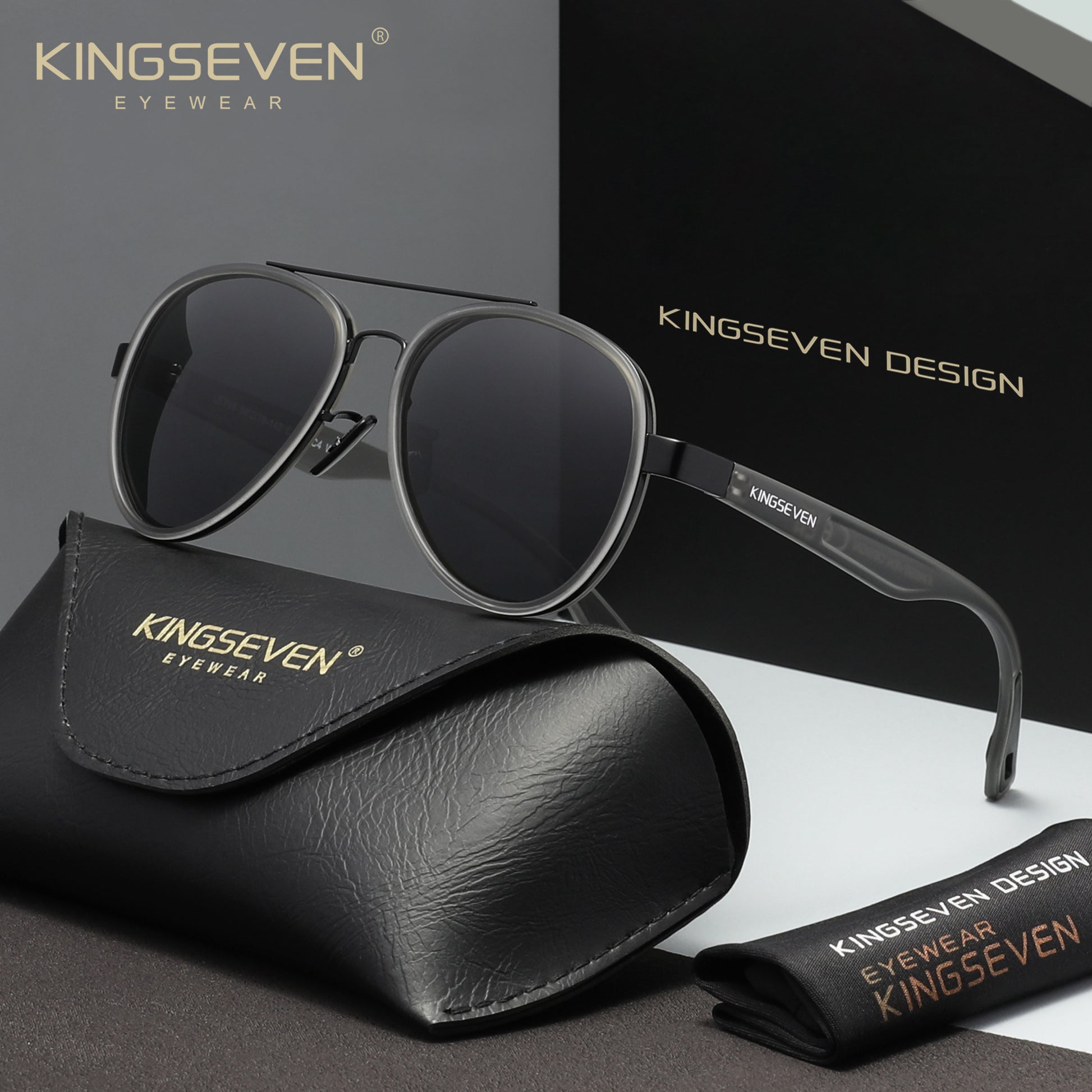 KINGSEVEN LE796 matte gray  gray polarized sunglasses for men