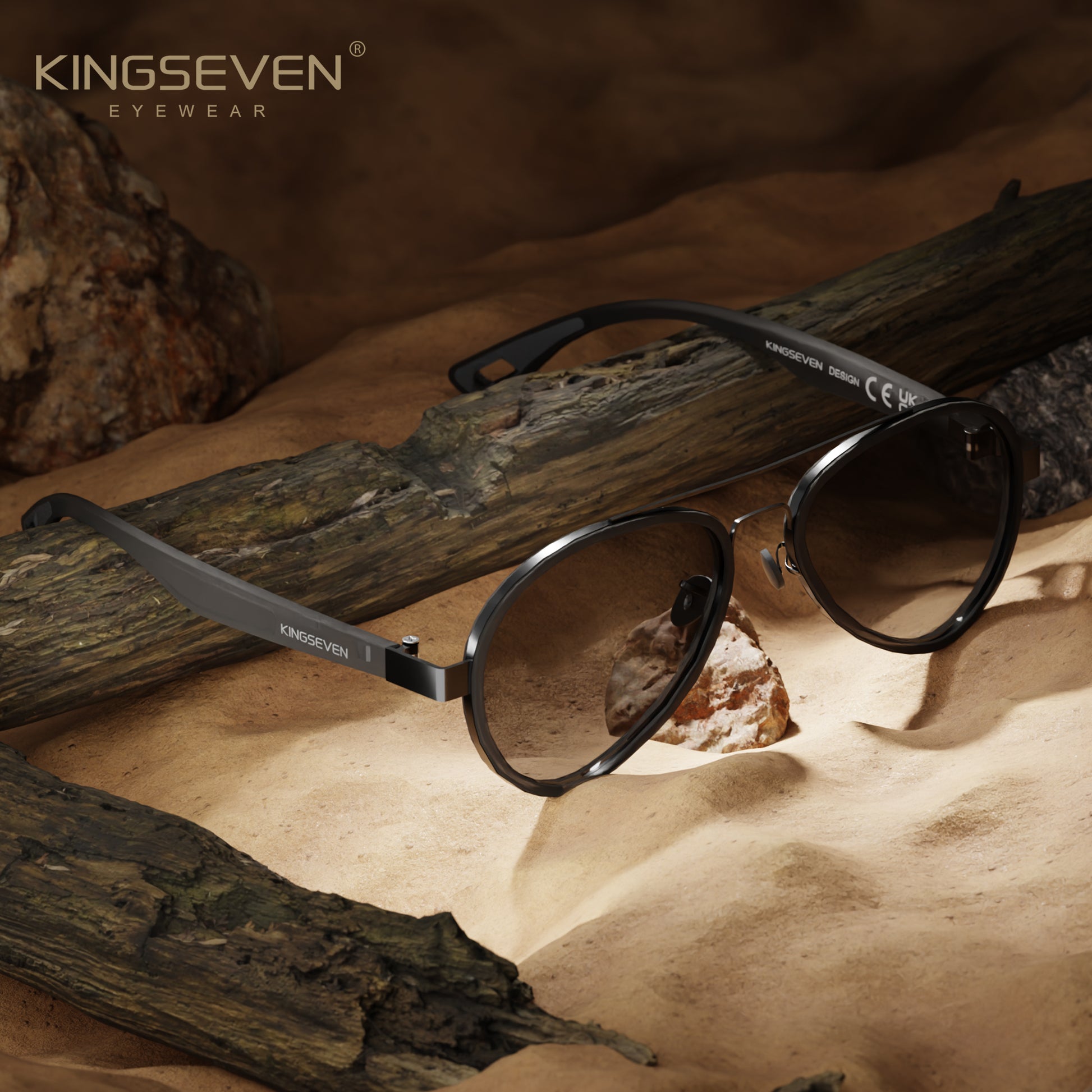 KINGSEVEN LE796 men matte gray gray polarized sunglasses aluminum frame