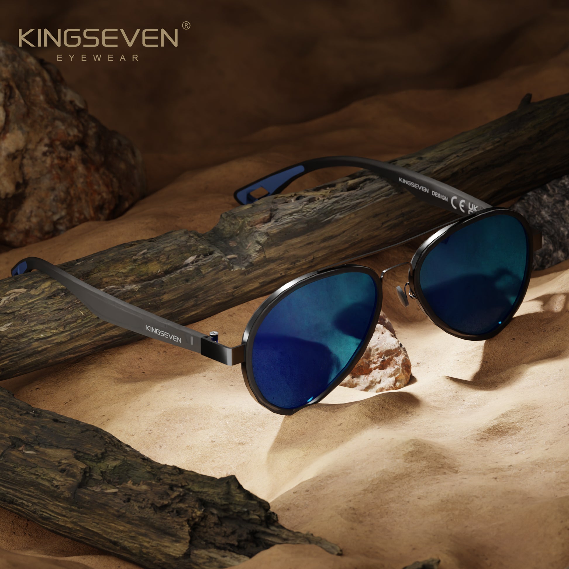 KINGSEVEN LE796 men blue polarized sunglasses aluminum frame