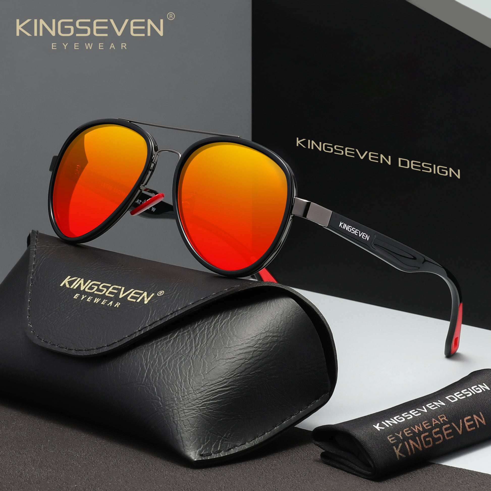 KINGSEVEN LE796 red polarized sunglasses for men