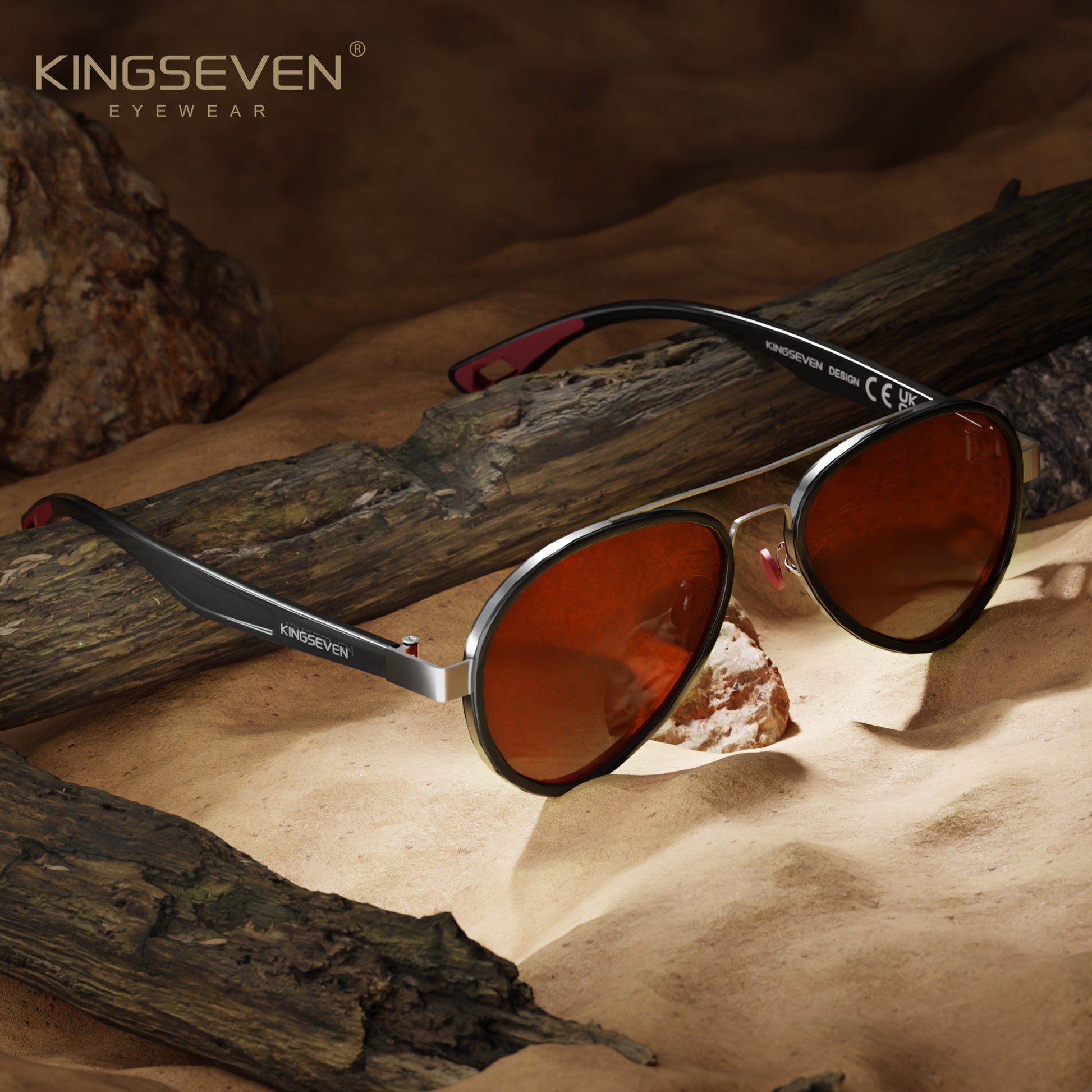 KINGSEVEN LE796 men red polarized sunglasses aluminum frame