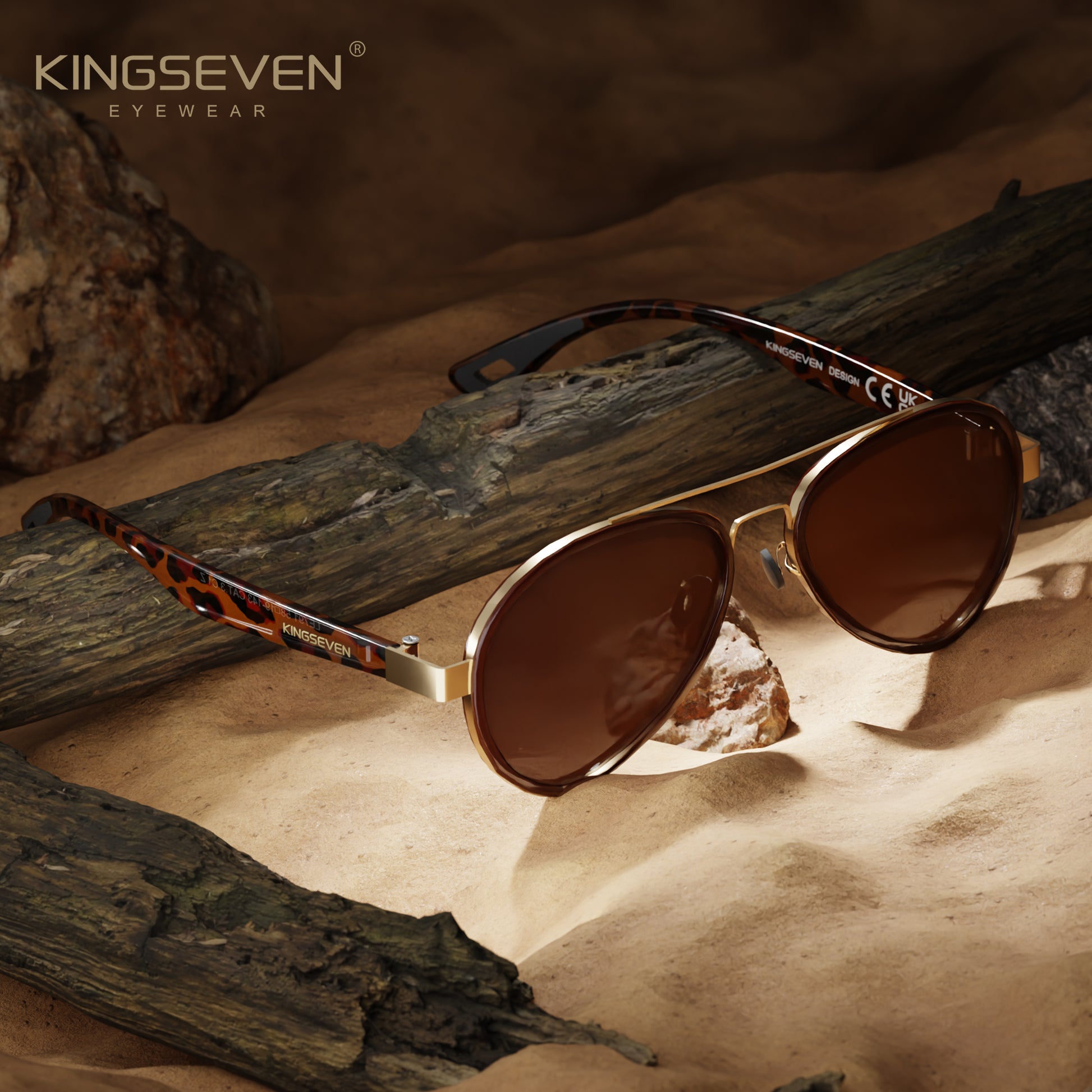 KINGSEVEN LE796 men brown polarized sunglasses aluminum frame