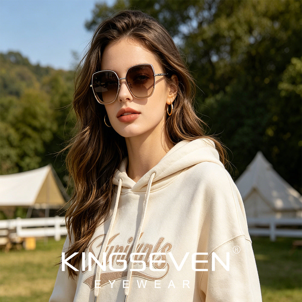 Woman wearing KINGSEVEN N7822 sunglasses outdoor