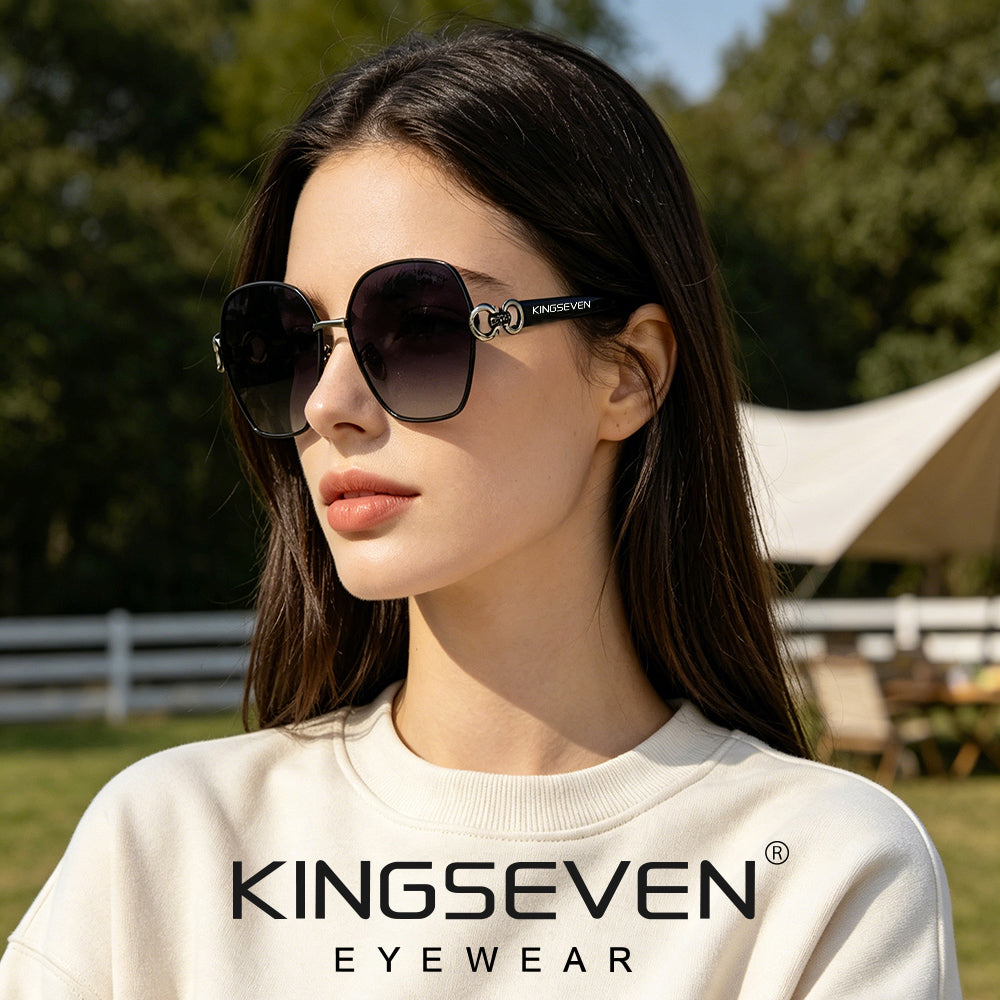 Woman wearing KINGSEVEN N7898 sunglasses outdoor