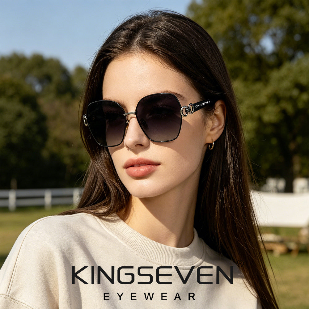 Woman wearing KINGSEVEN N7898 sunglasses outdoor