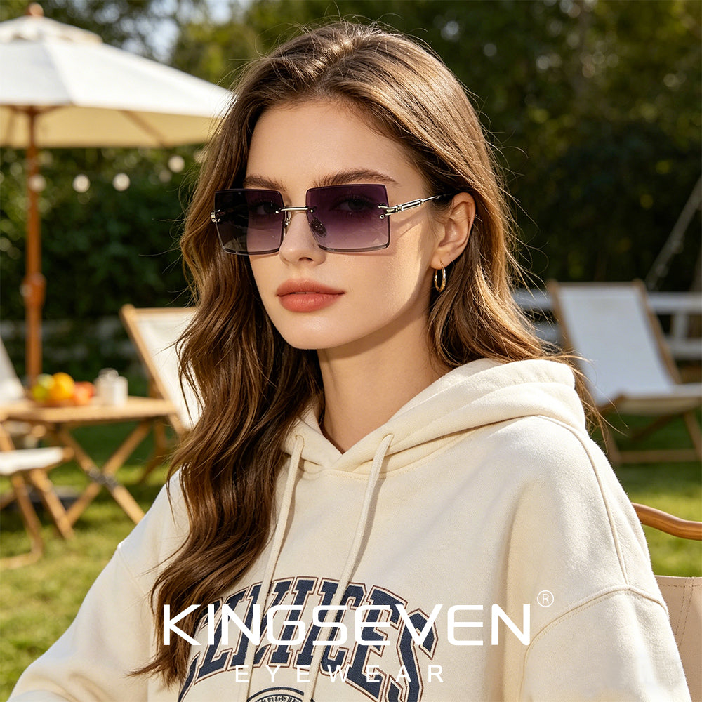 Woman wearing KINGSEVEN N818 sunglasses outdoor